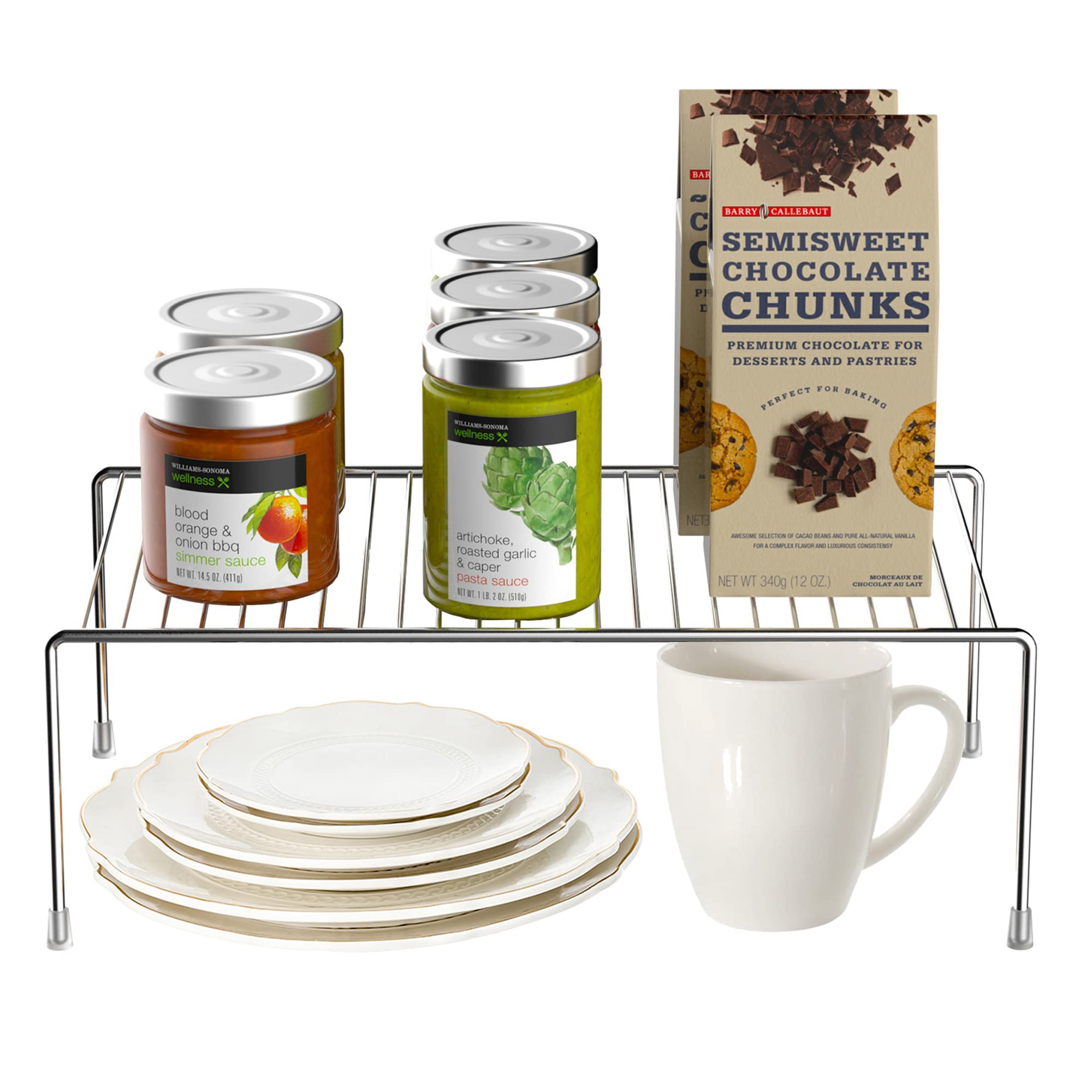 iPEGTOP 2-Pack Kitchen Cabinet Organizer Shelf - Medium 13 x 9.4 Inch Rustproof Wire Rack for Bathroom, Pantry & Countertop Storage - Space Saving Shelf for Utensils, Spices & Kitchen Organization (Perfect for Small Spaces & Clutter-Free Cabinets)