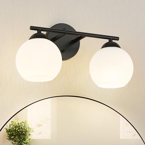 Black& Milk Glass - 2 Light
