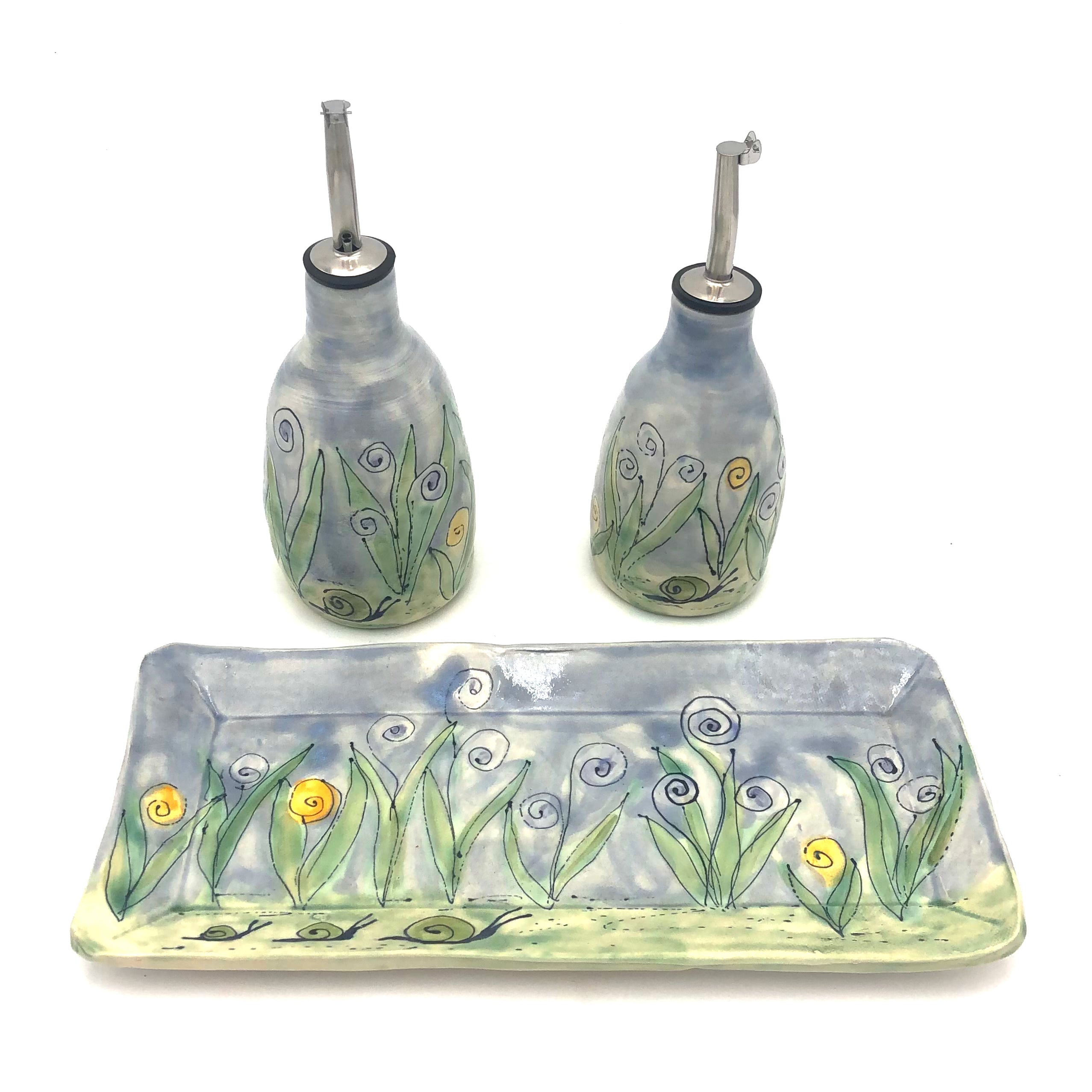 Premium Sullivan Oil & Vinegar Gift Set with Wildflower Design - Perfect for Kitchen, Dining & Hostess Gifts - #DS1378