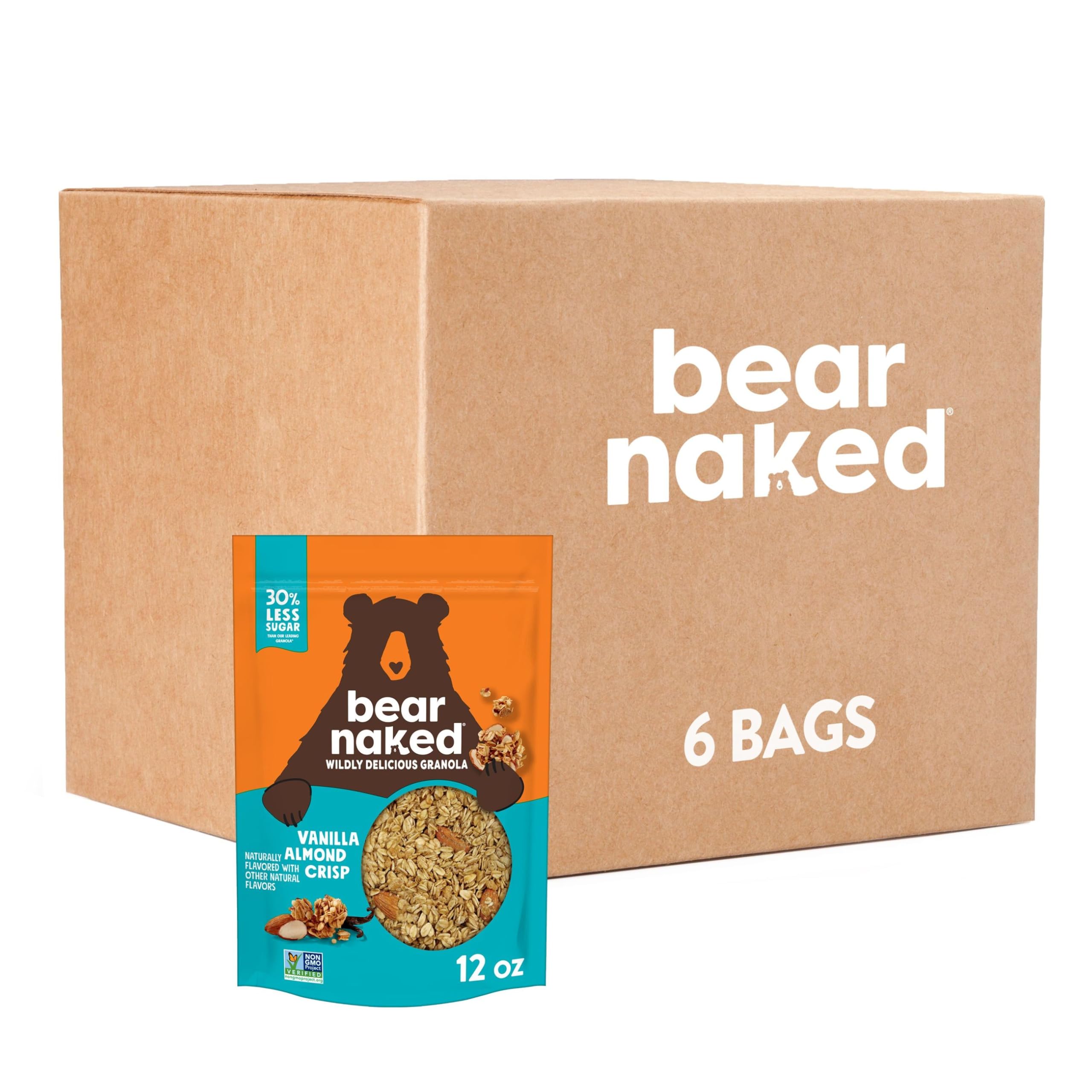 Bear Naked Granola Cereal - Whole Grain Granola with Vanilla Almond Crisp (6 Bags) | Healthy Breakfast Snacks & On-The-Go Energy Boost for Workouts, Hiking & Office Snacking