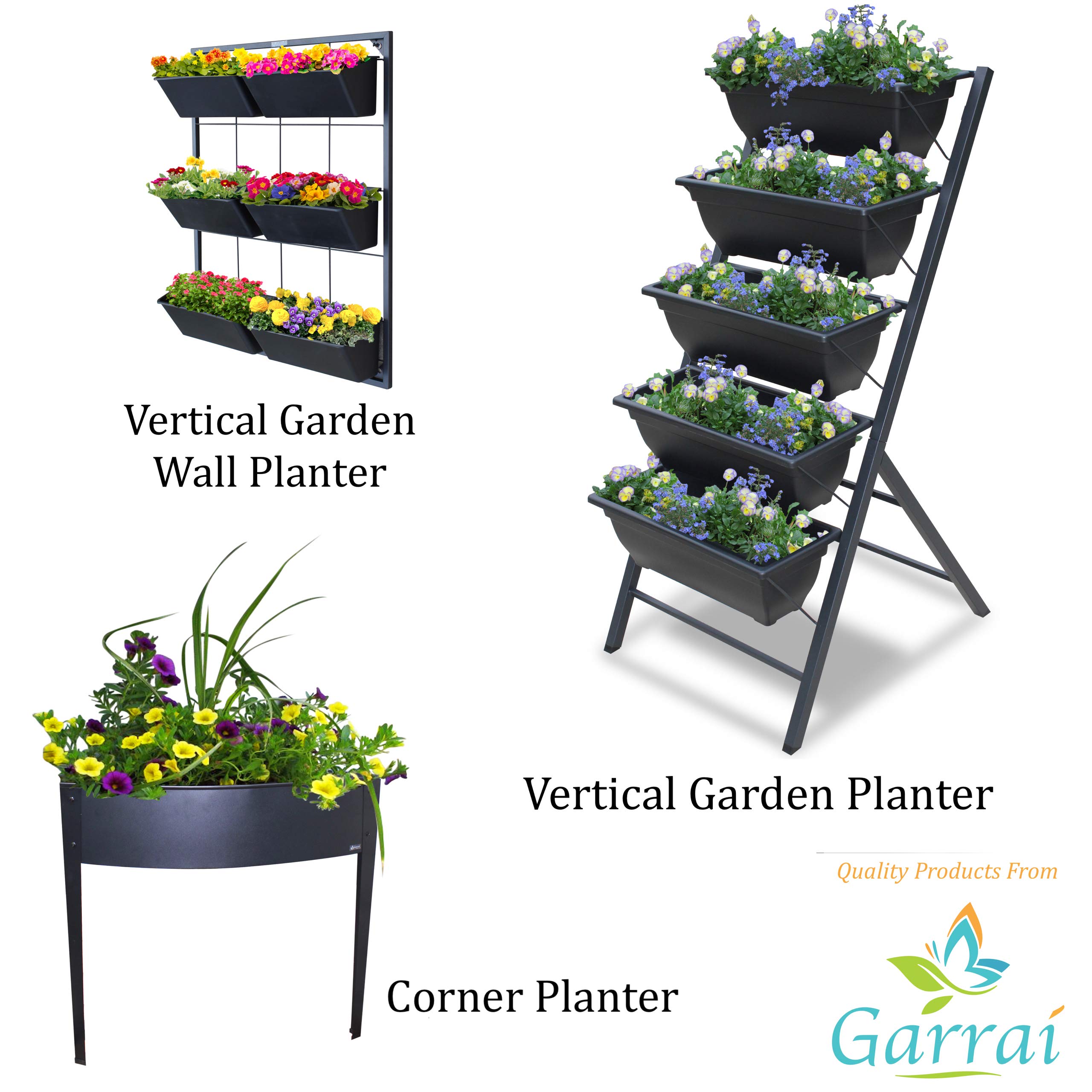 Sturdy Metal Corner Planter Stand for Raised Garden Bed - Indoor/Outdoor Flower Pot, Herb & Vegetable Container Gardening - Perfect for Small Spaces, Balconies & Patios