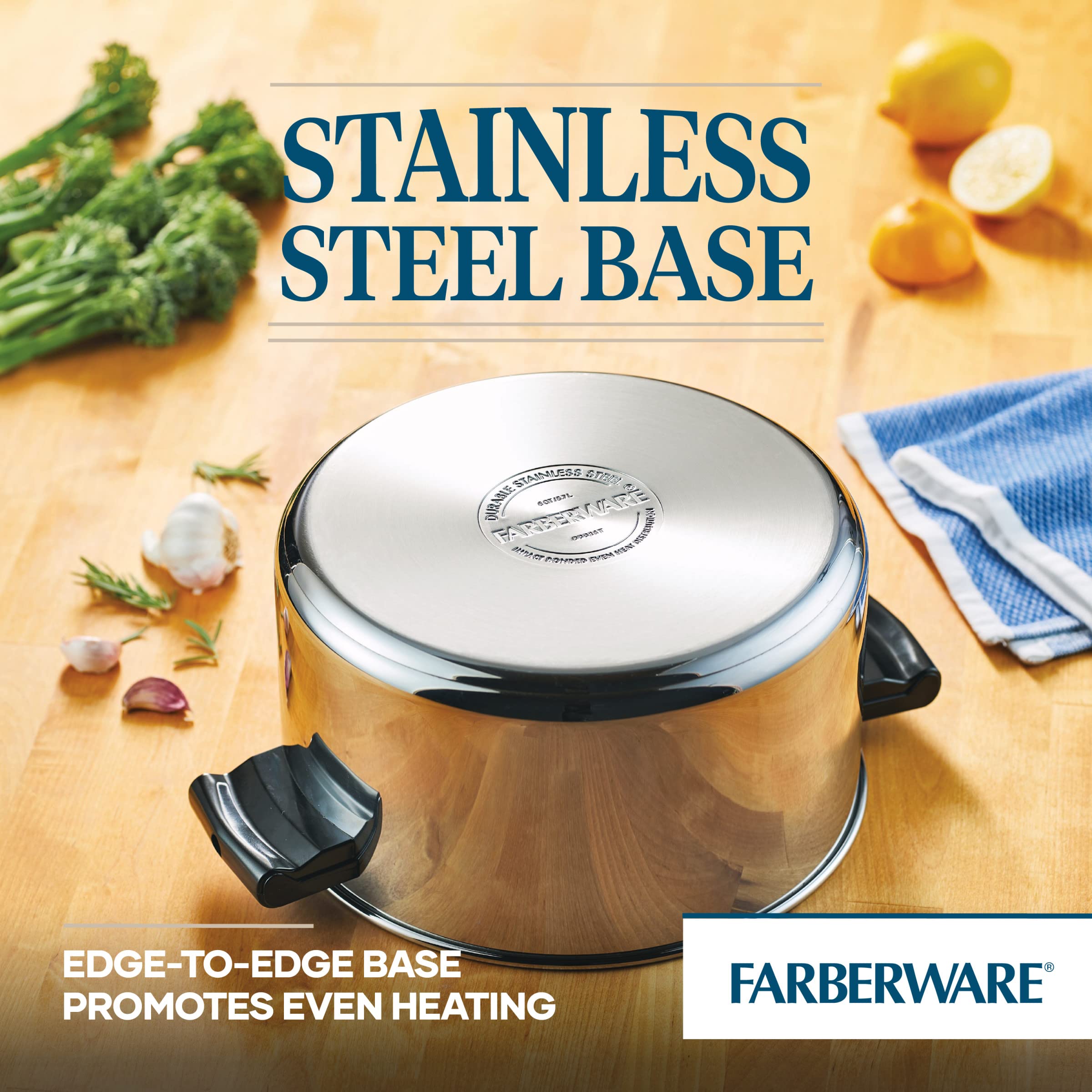 Farberware Classic 6-Quart Stainless Steel Stockpot with Lid - Silver Cookware for Soups, Stews, Pasta & Boiling - Durable Kitchen Pot for Home Cooking & Professional Use