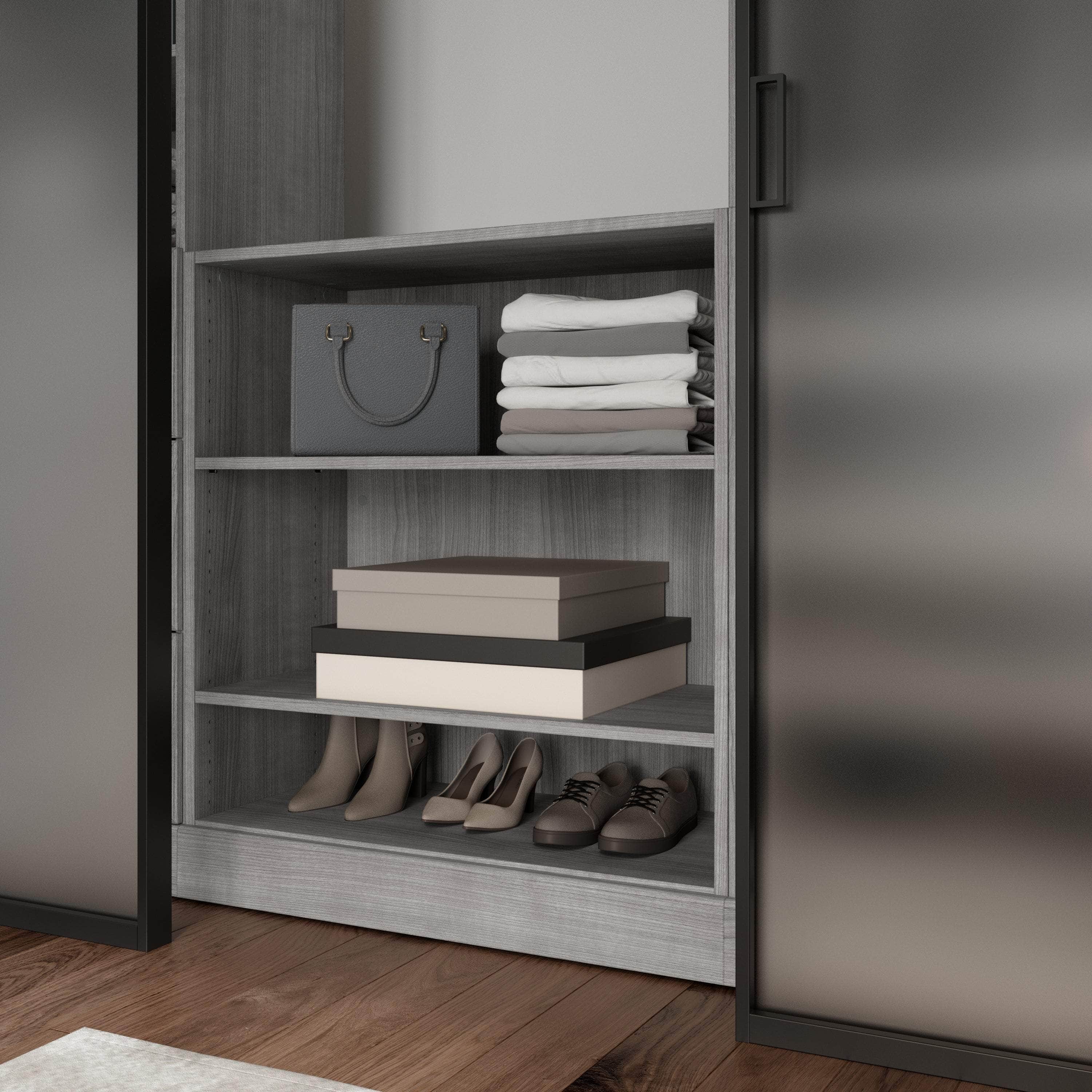 Space-Saving Low Storage Unit with Hanging Rod - 3 Color Options for Bedroom, Closet & Entryway Organization