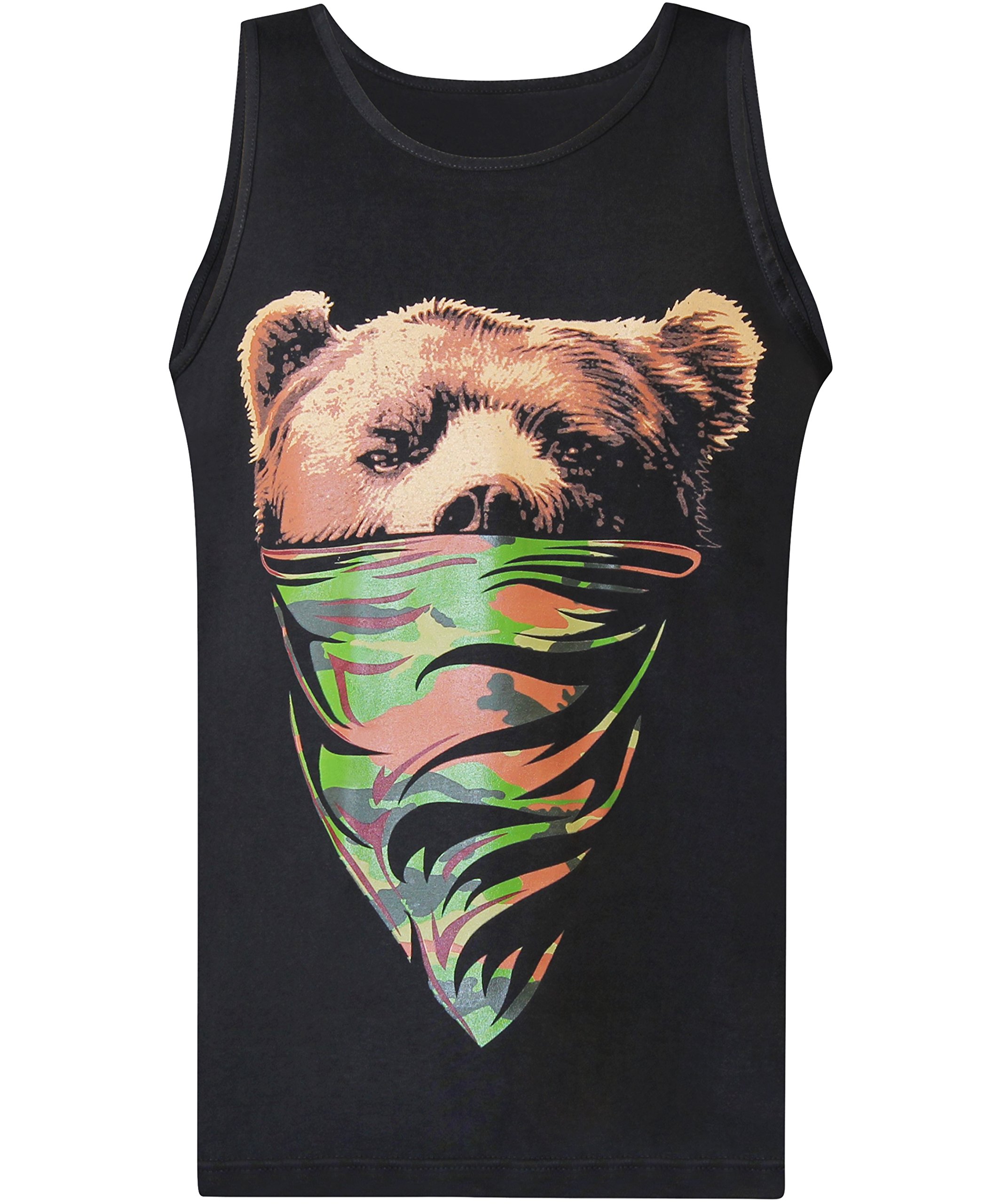 Camo Bandana Flag Men's Muscle Tank Top - Patriotic Graphic Tee for Gym, Workout & Casual Streetwear