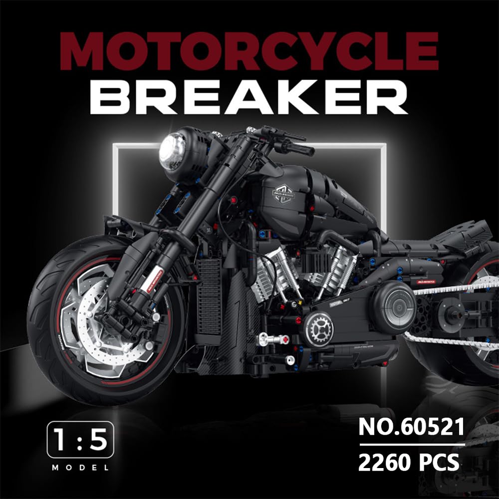 MISINI 2260pcs Motorcycle Building Blocks Kit - 1:5 Scale Model for Collectors & Display
