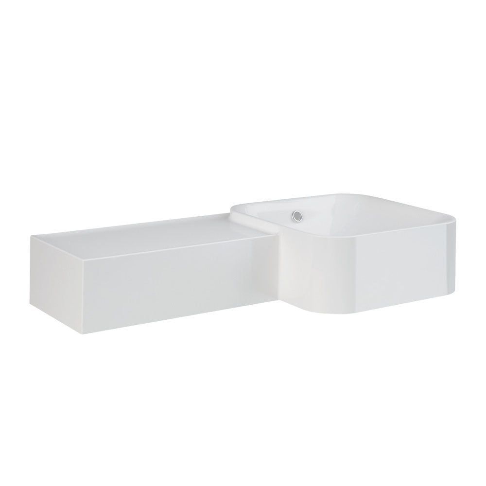 Fienza 37700AWH RAK Petit Square Wall-Mounted Bathroom Sink - Left Edge Design, No Tap Hole, Alpine White Finish - Perfect for Modern Small Bathrooms & Powder Rooms