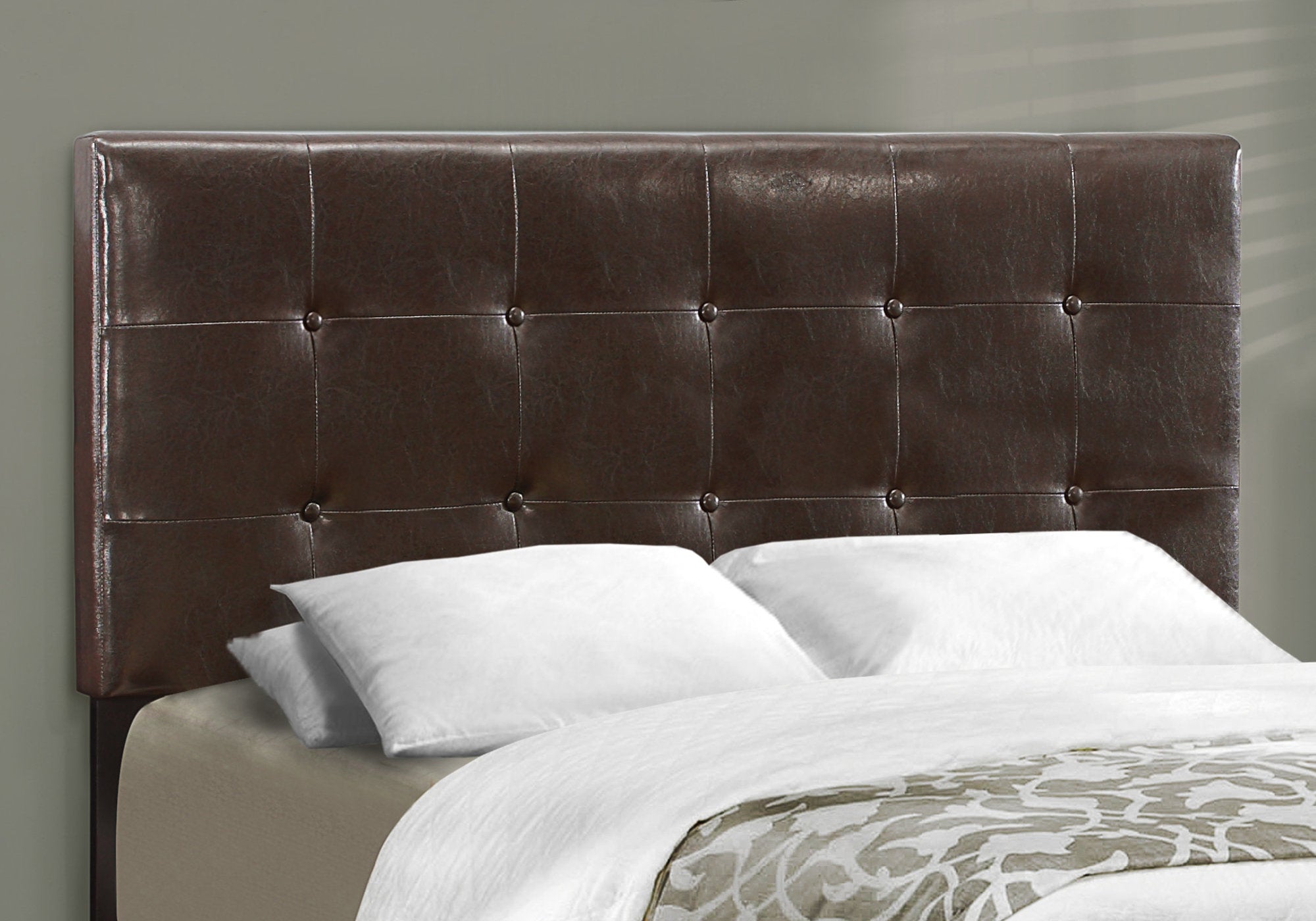 Full Size Bed Frame - Dark Brown Faux Leather Upholstered Platform Bed for Bedroom, Guest Room, or Dorm | Modern & Stylish Home Furniture