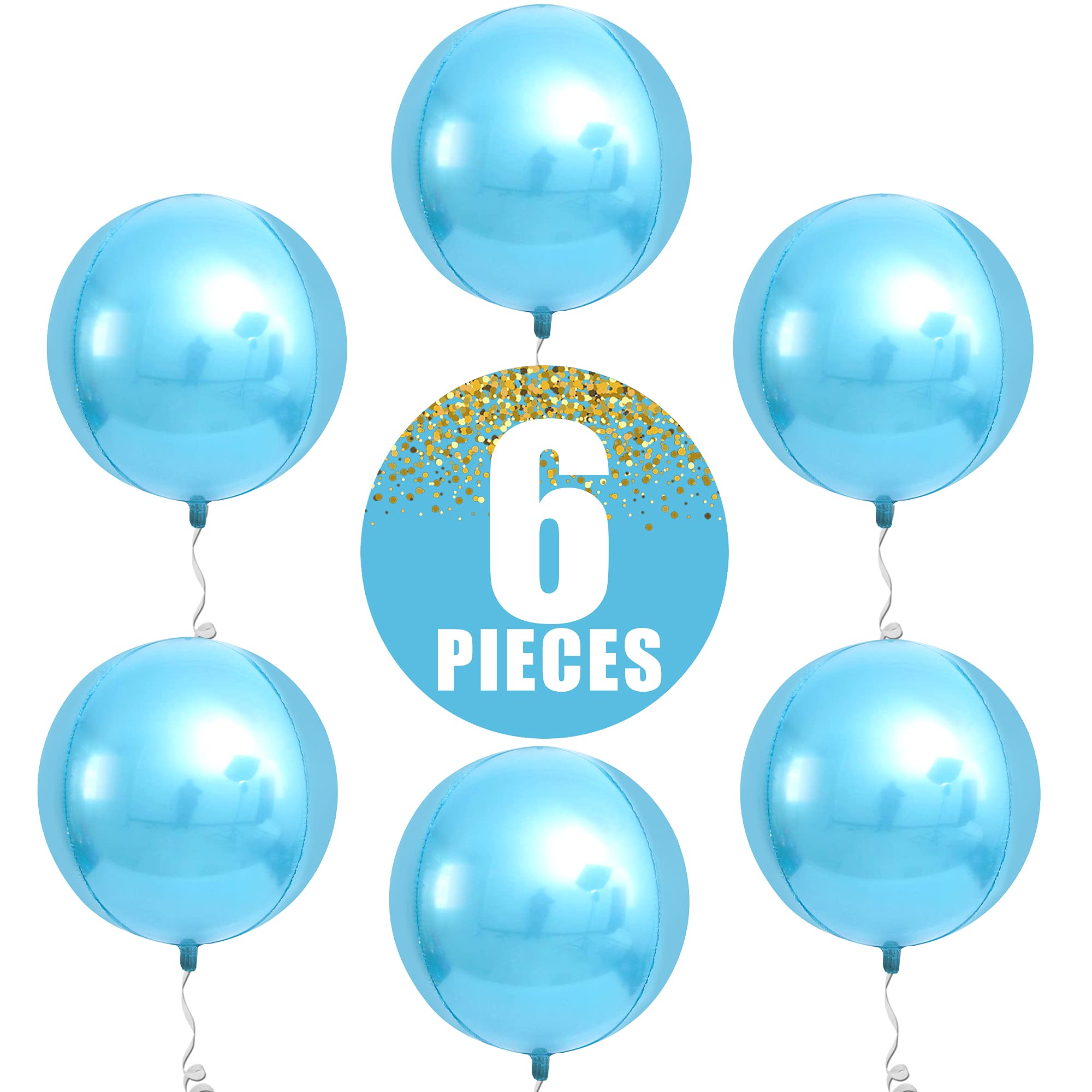 KatchOn 22 Inch Light Blue Foil Balloons - Pack of 6 | Metallic Baby Blue Mylar Balloons for Gender Reveal Party Decorations | Perfect for Baby Showers, Birthday Parties & Wedding Celebrations