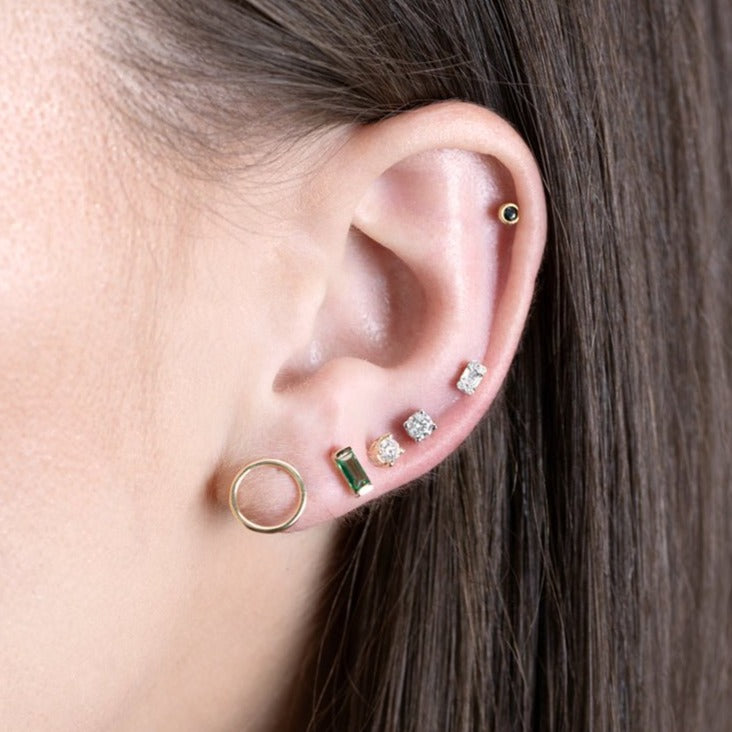 14K Solid Yellow Gold Emerald Baguette Stud Earrings - Elegant Everyday Jewelry for Women, Perfect Gift for Birthday, Anniversary & Special Occasions