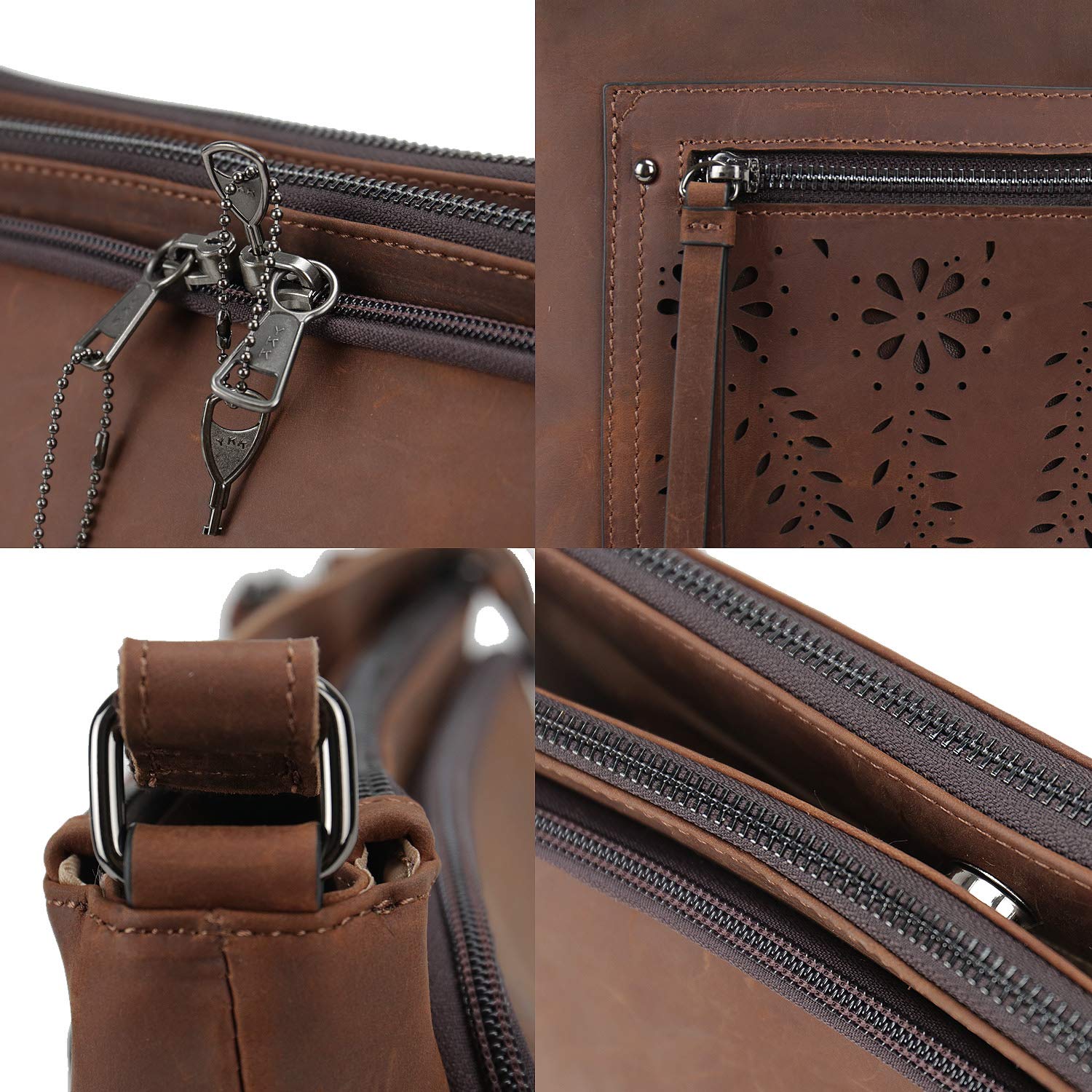 Brynlee Distressed Leather Concealed Carry Crossbody Bag - Medium Brown CCW Purse for Women | Perfect for Everyday Use, Travel & Self-Defense