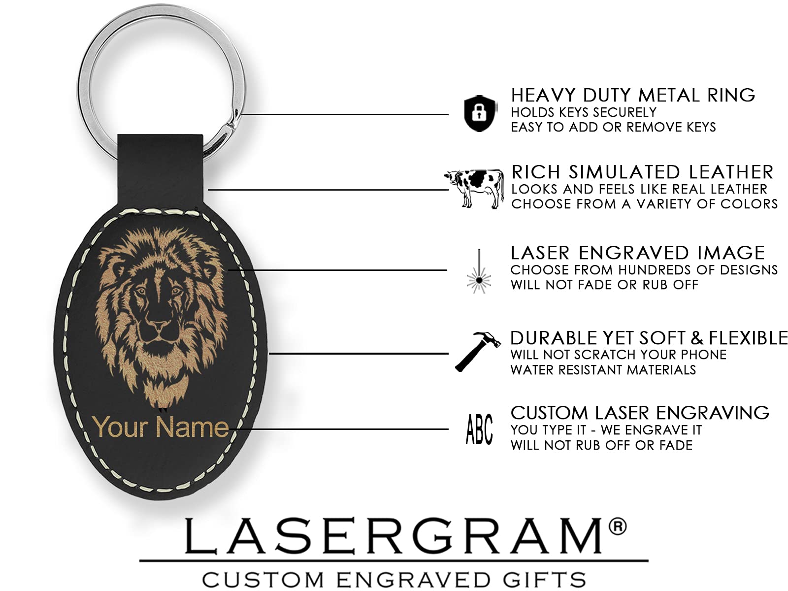 Personalized LaserGram Oval Keychain with Calvary Cross Engraving - Custom Name Gift for Men & Women - Perfect for Travel, Keys, and Everyday Carry