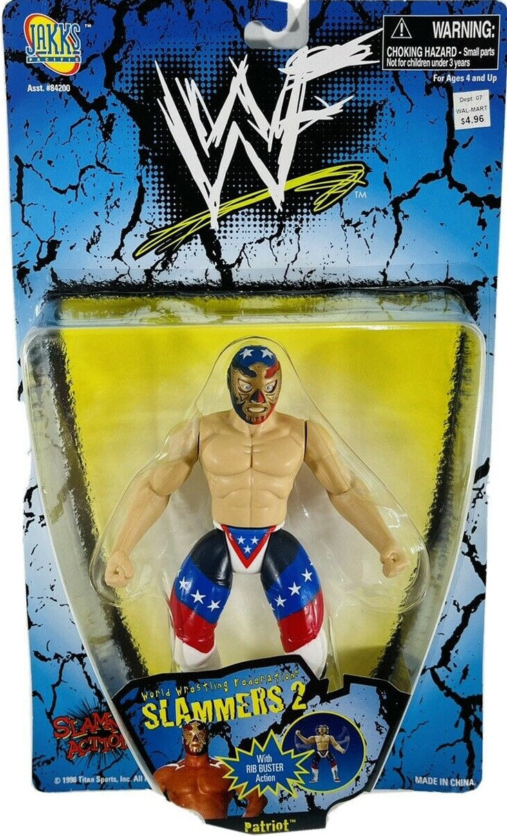 1998 WWF Jakks Pacific Slammers Series 2 Patriot Wrestling Action Figure - Collectible Vintage Toy for Wrestling Fans, Perfect for Display and Play