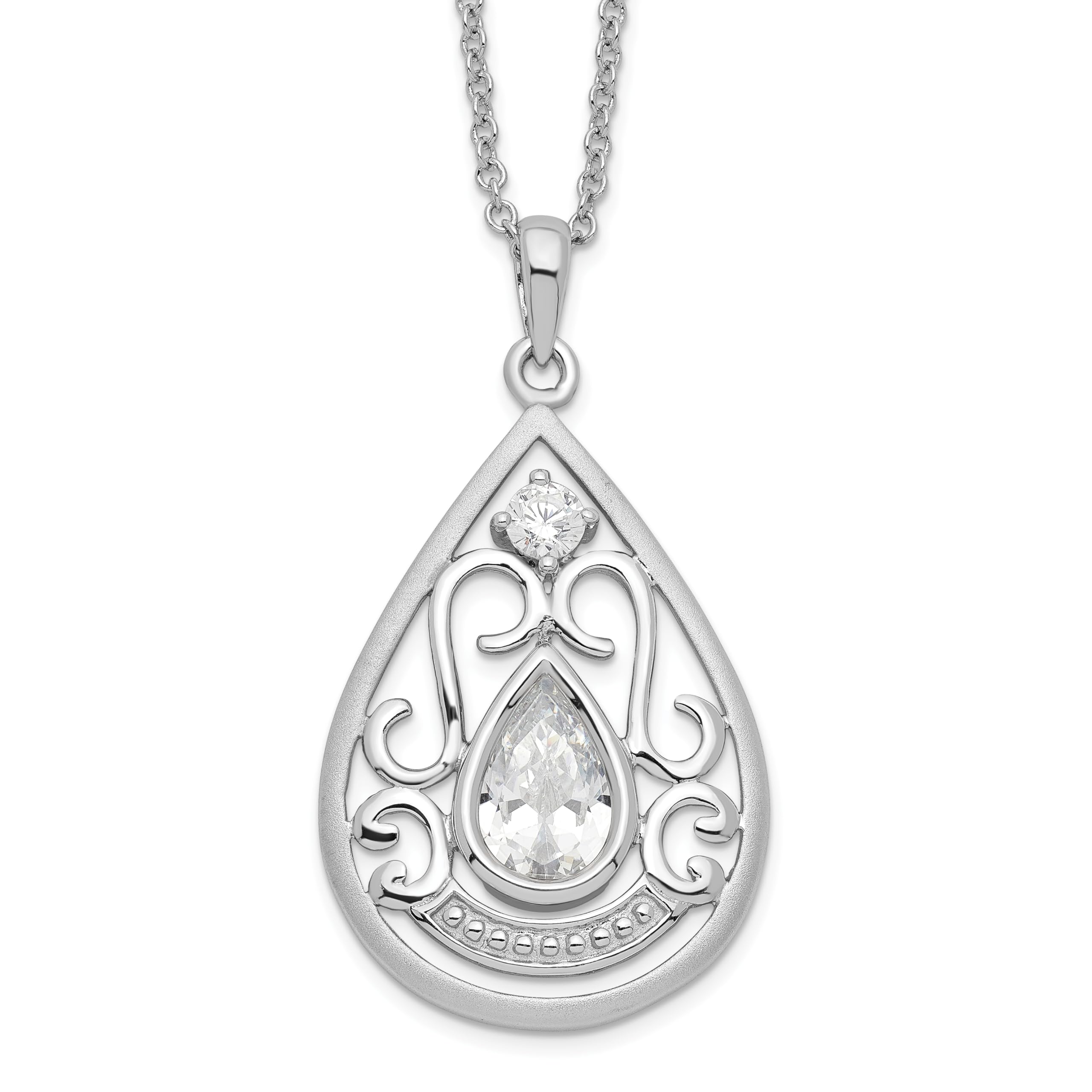 Sterling Silver Cubic Zirconia Memorial Necklace - 18 Inch In Loving Memory Keepsake for Remembrance & Sympathy Gifts