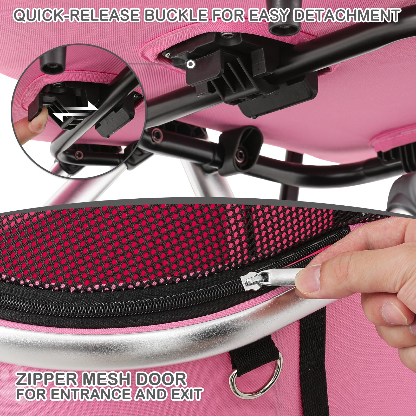 MoNiBloom Lightweight Pet Stroller for Small & Medium Dogs - Foldable Jogging Stroller with Detachable Carrier & Durable Aluminum Frame - Pink | Perfect for Walking, Traveling & Outdoor Adventures with Your Dog