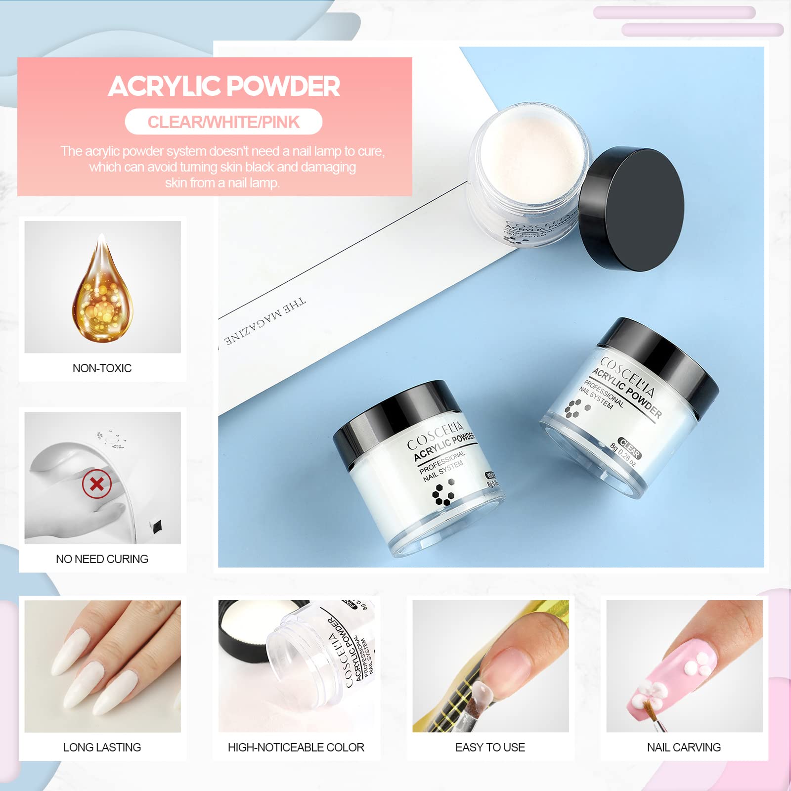 Professional Acrylic Nail Kit for Beginners - Complete DIY Nail Set with Acrylic Powder, Rhinestones & Glitter Decorations | Perfect for Home Manicures, Salon Use & Gifts for Women