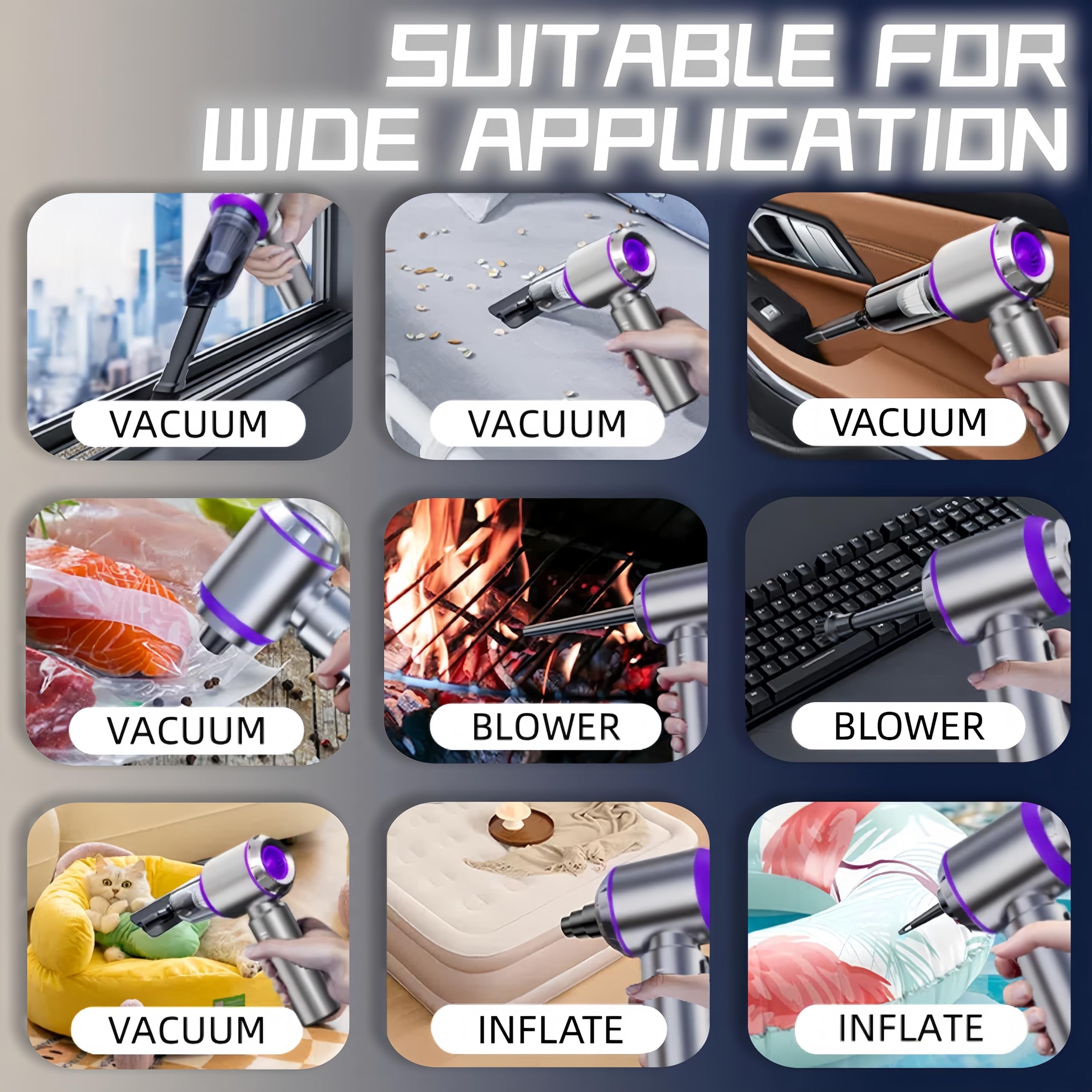 21000PA Rechargeable Cordless Handheld Car Vacuum Cleaner - High Power Mini Vacuum & Blower 2-in-1 with 3 Speed Modes, Brushless Motor for Car Detailing, Home Cleaning, Office & PC Maintenance | Perfect for Quick Spills, Pet Hair Removal & Dusting