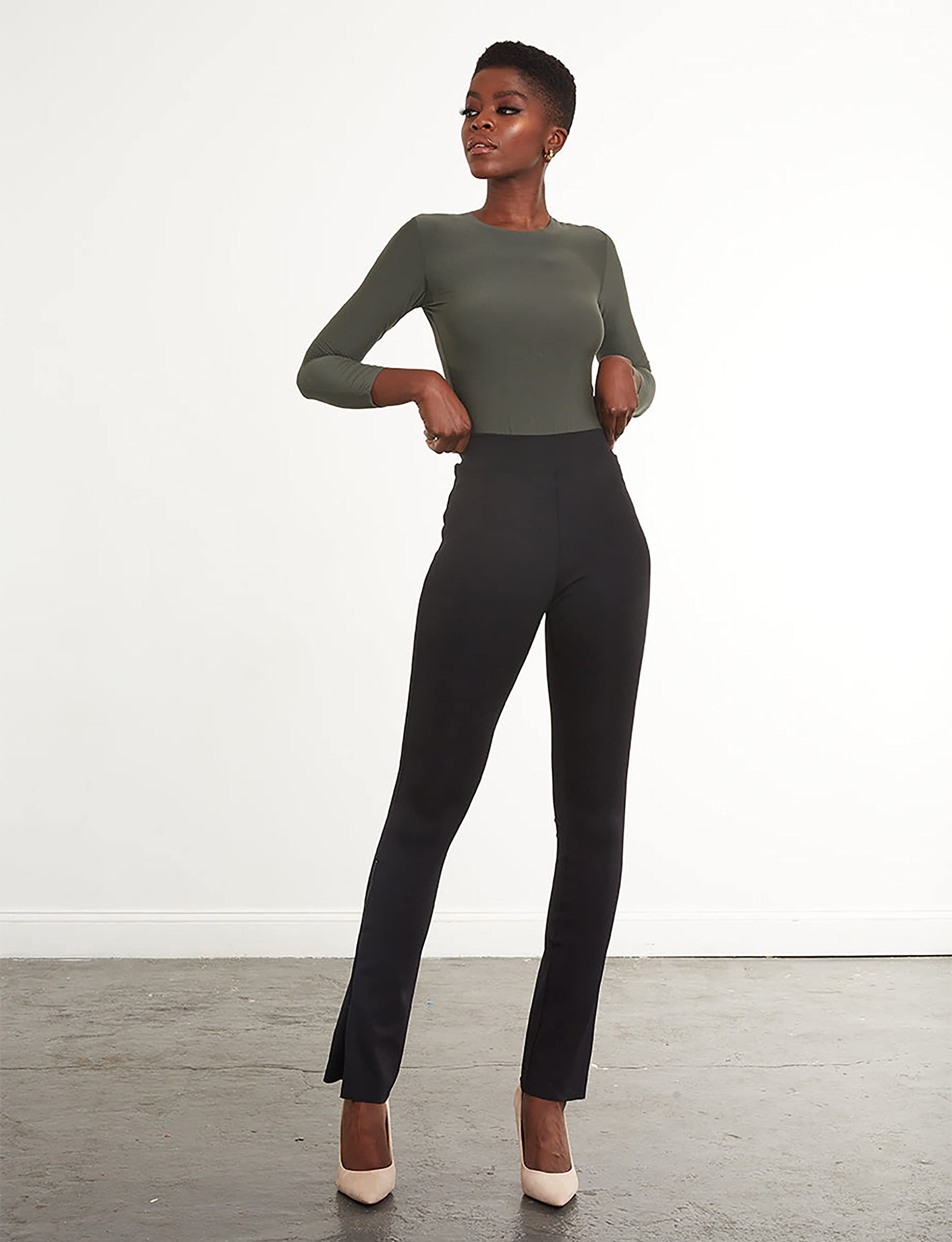 Commando Women's Neoprene CEO Side-Zip Workout Pants - Black, Medium | High-Waisted Yoga Pants for Gym, Running & Lounge Wear