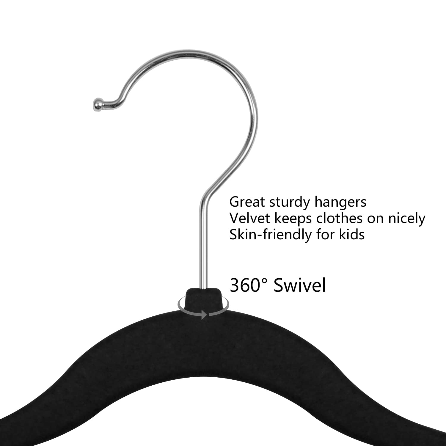 GoodtoU 50 Pack Velvet Non-Slip Baby & Toddler Clothes Hangers - Black Infant Hangers for Closet Organization | Perfect for Nursery, Daycare, and Kids Wardrobe Storage