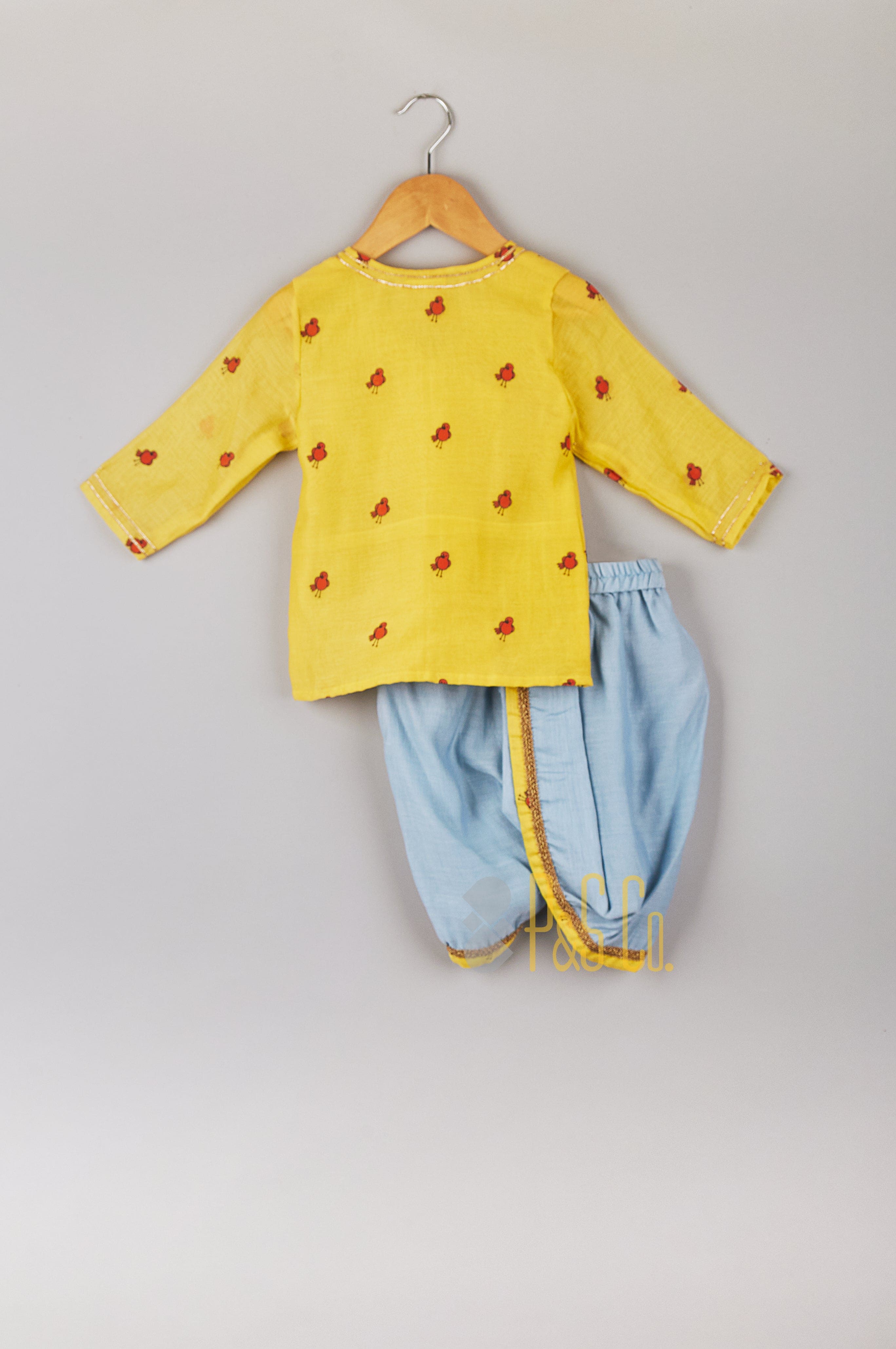 Pre Order: Stylish Bird Print Kurta and Dhoti Set for Men - Traditional Indian Ethnic Wear for Festivals, Weddings & Cultural Events