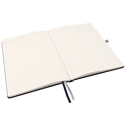 Leitz A4 Hard Cover Notebook - Ruled Lined Journal with 2 Fabric Page Markers, 100gsm Ivory Paper, 80 Sheets, Satin Black | Perfect for Office, School & Creative Writing, Note Taking, Business Meetings & Gift Giving