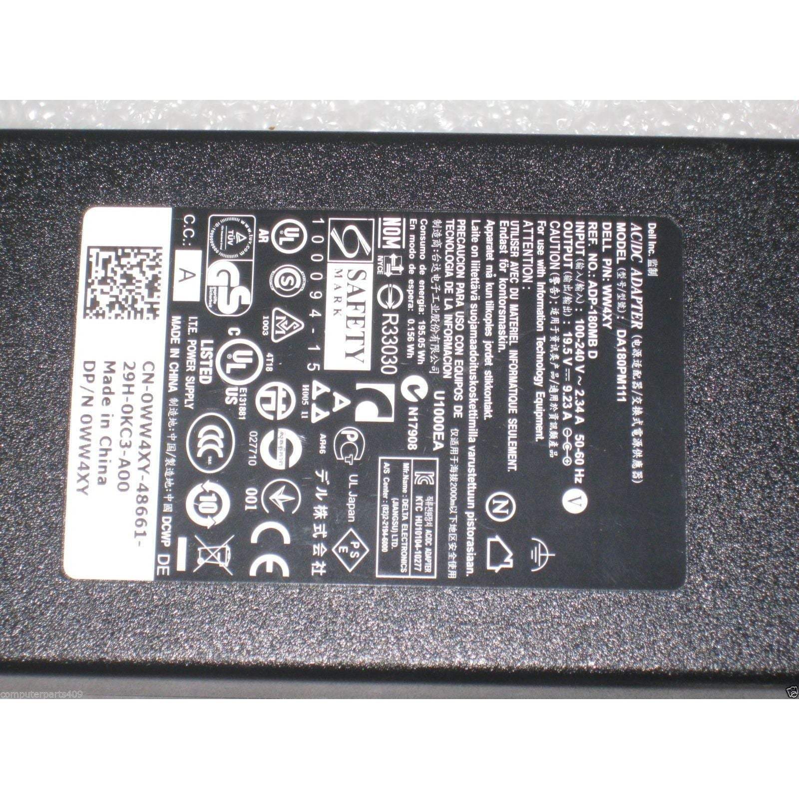 Original Dell ADP-180MB B DW5G3 180W AC Power Adapter Charger for Dell Laptops - Compatible with Inspiron, XPS, Vostro & More - Home, Office & Travel Use