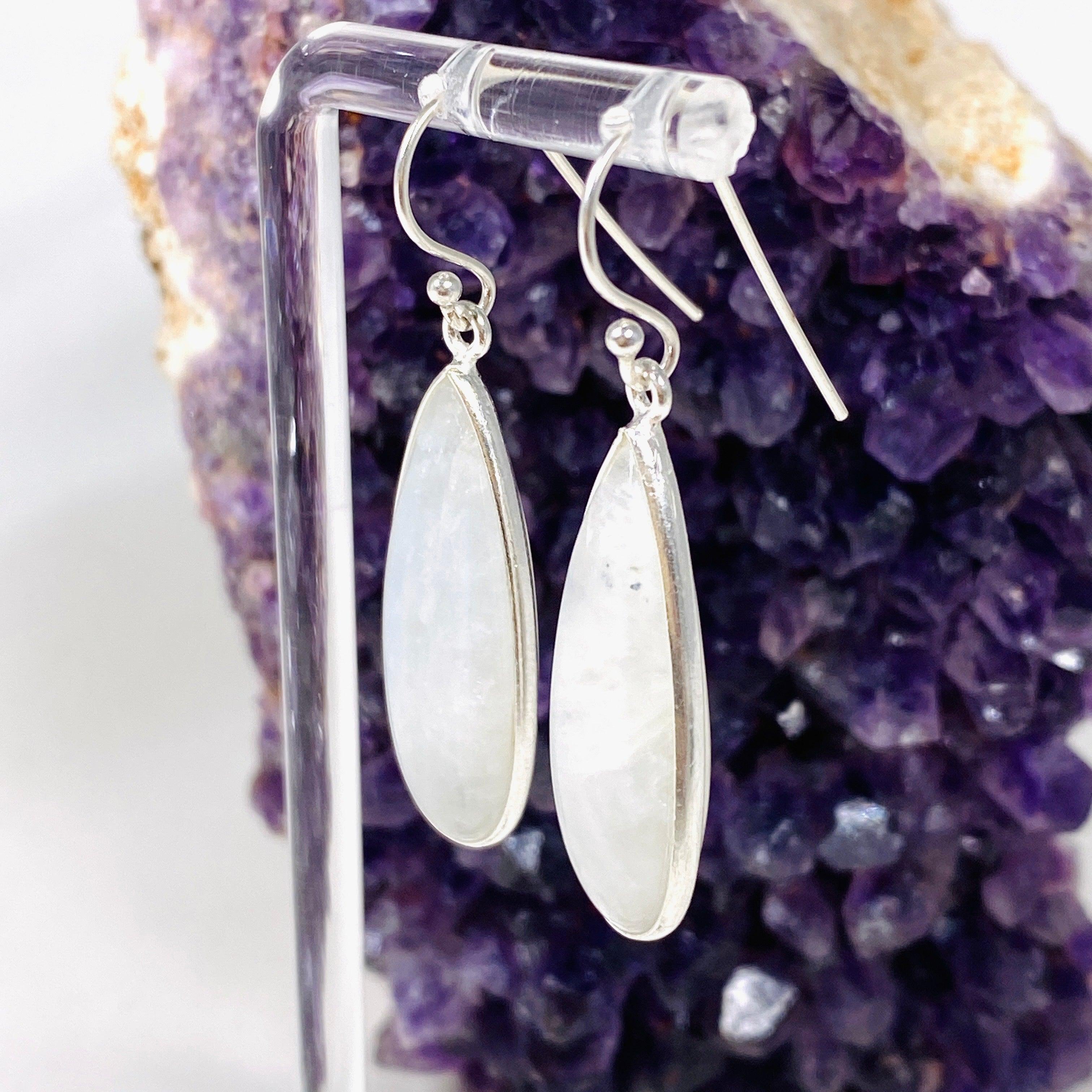 Moonstone Teardrop Earrings for Women - Natural Gemstone Dangle Earrings with Sterling Silver Hooks | Perfect for Weddings, Parties & Everyday Wear