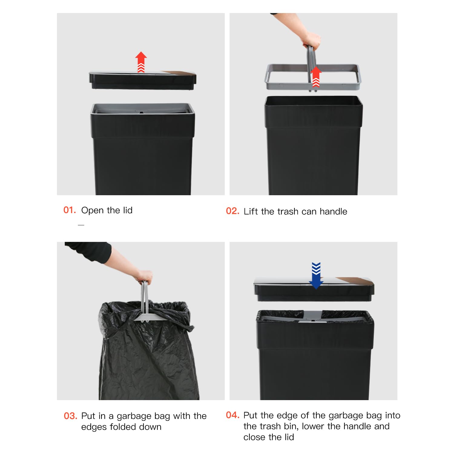 PayLessHere 13 Gallon 50L Automatic Motion Sensor Trash Can with Lid - Touch-Free Kitchen Trash Bin, Black (Perfect for Home, Office & Restaurant Use)