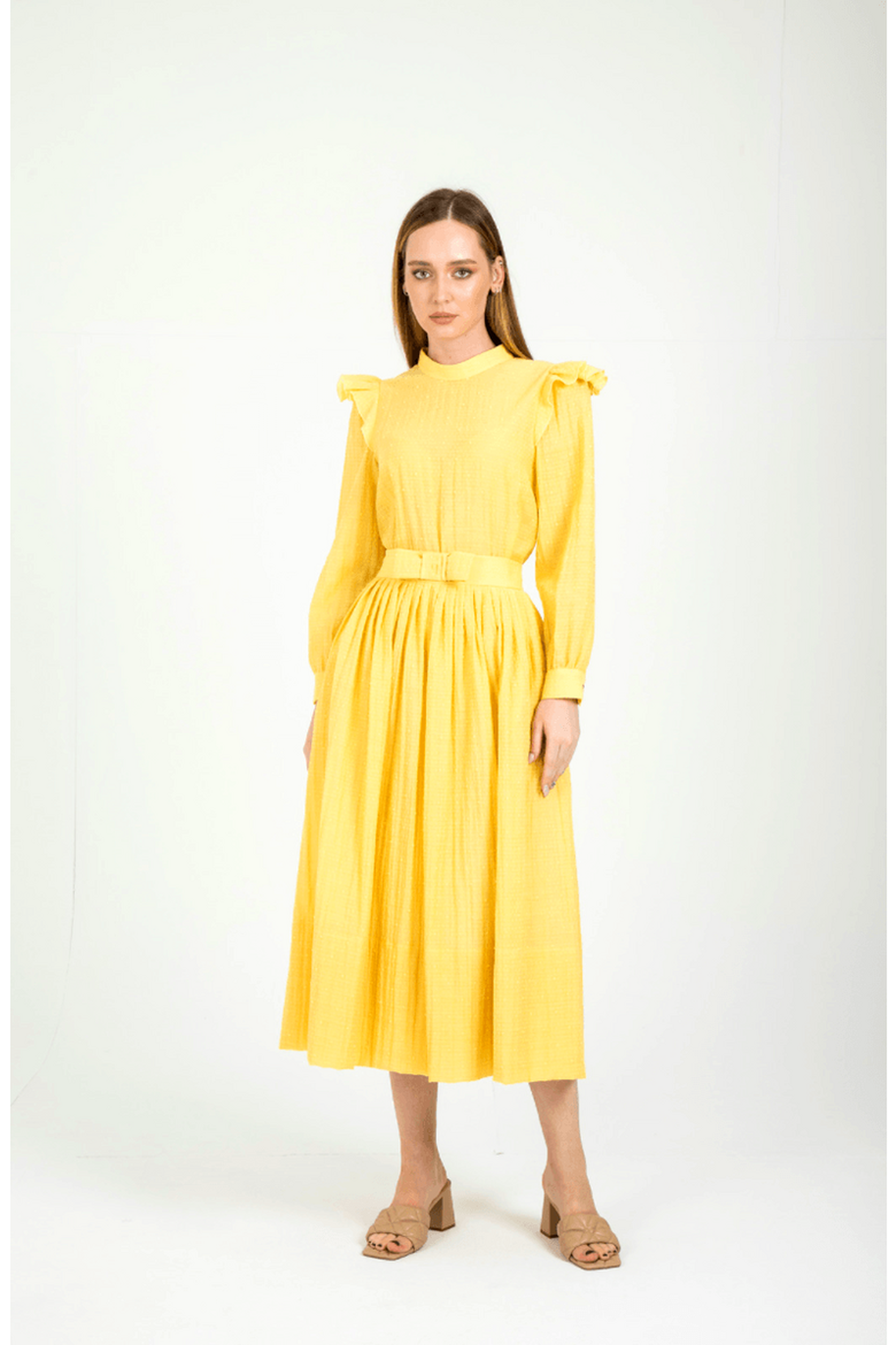 Ruya Yellow Ruffled Picnic Dress - Flowy Summer Sundress for Outdoor Gatherings, Beach Trips & Brunch Dates