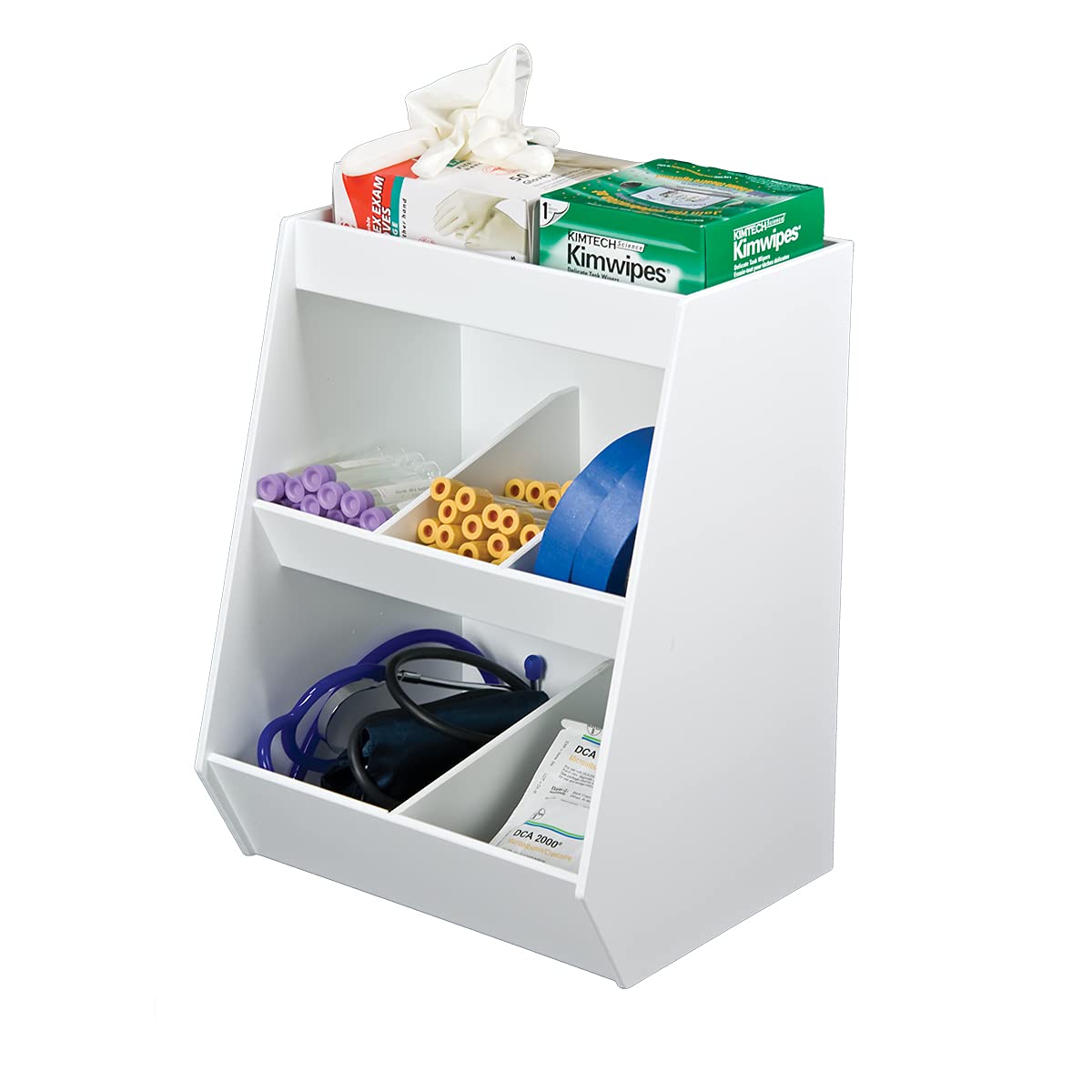 TrippNT 5-Bin Lab Storage Shelf - Durable Plastic Organizer for Science Labs, Classrooms & Home Office Use