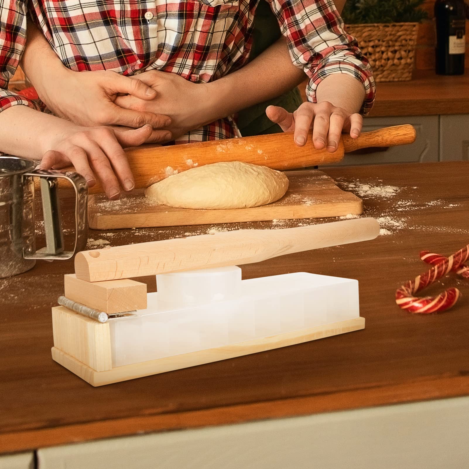 GANAZONO Tortilla Press - Plastic & Wood Dumpling Maker for Baozi, Pierogi, Ravioli & Hand Pies - Dough Press & Pastry Kitchen Tool for Homemade Mexican, Chinese & Italian Cuisine