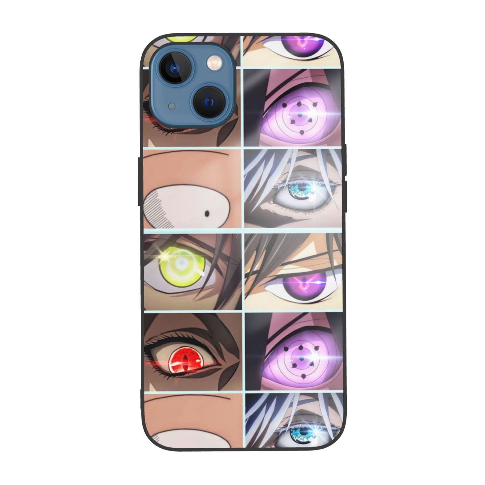 Anime Eyes Graphic Design TPU Glass Protective Phone Case for iPhone 13 (6.1 Inch) - Shockproof Slim Cover with HD Clarity | Perfect for Daily Use, Work & Travel
