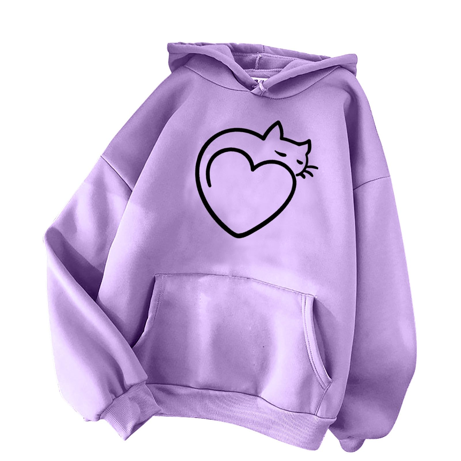 Women's Cute Heart Hoodie Pullover - Casual Long Sleeve Sweatshirt with Kangaroo Pocket for Teen Girls | Perfect for School, Outings & Cozy Evenings