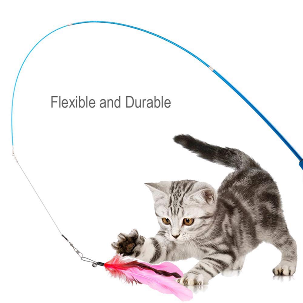 Interactive Retractable Cat Wand Toy - 3-Section Extendable Teaser with Feather for Kittens & Adult Cats | Durable Catcher Fishing Pole Exerciser | Perfect for Indoor Play, Training & Bonding with Your Feline Friend