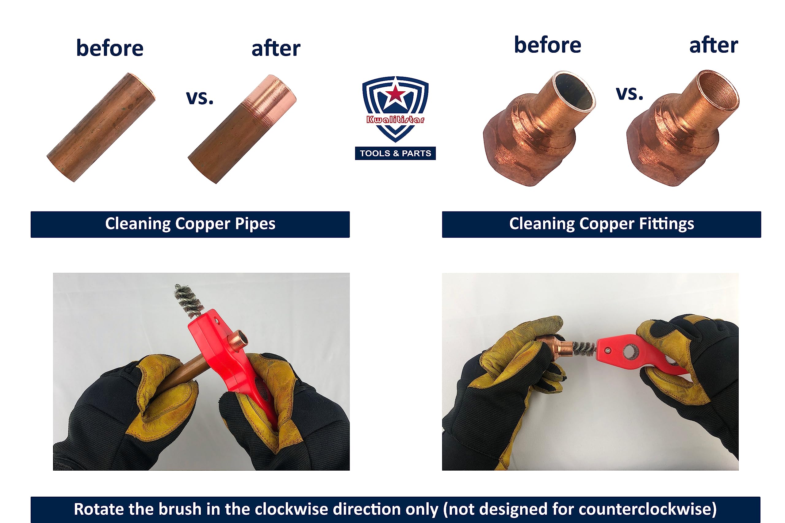 Copper Pipe Cutter & Cleaner Kit (4-PC) for 1/2-3/4 Inch Pipes - Plumbing & HVAC Use