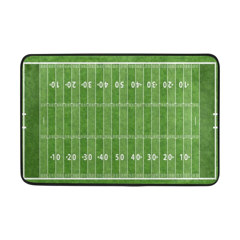 Non-Slip Welcome Doormat - Soft Absorbent American Football Field Design Rug for Indoor/Outdoor Use - Perfect for Entrance, Floor, Bathroom (24x16 Inches) - Great for Home, Office & Game Room Decor