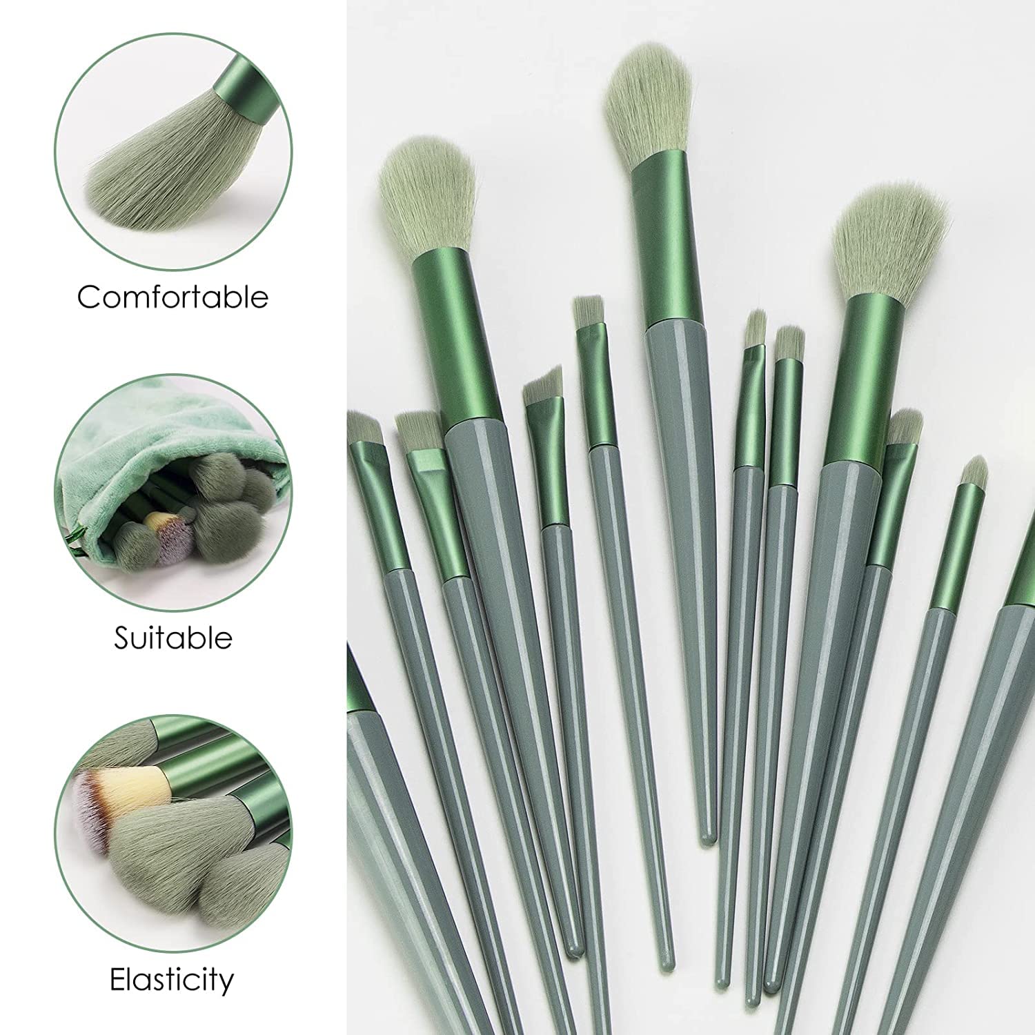 Premium 13-Piece Clefairy Makeup Brush Set - Synthetic Kabuki, Eyeshadow & Eyeliner Brushes for Blending, Powder & Blush | Travel-Friendly Cosmetic Brush Kit for Professional & Everyday Makeup Application