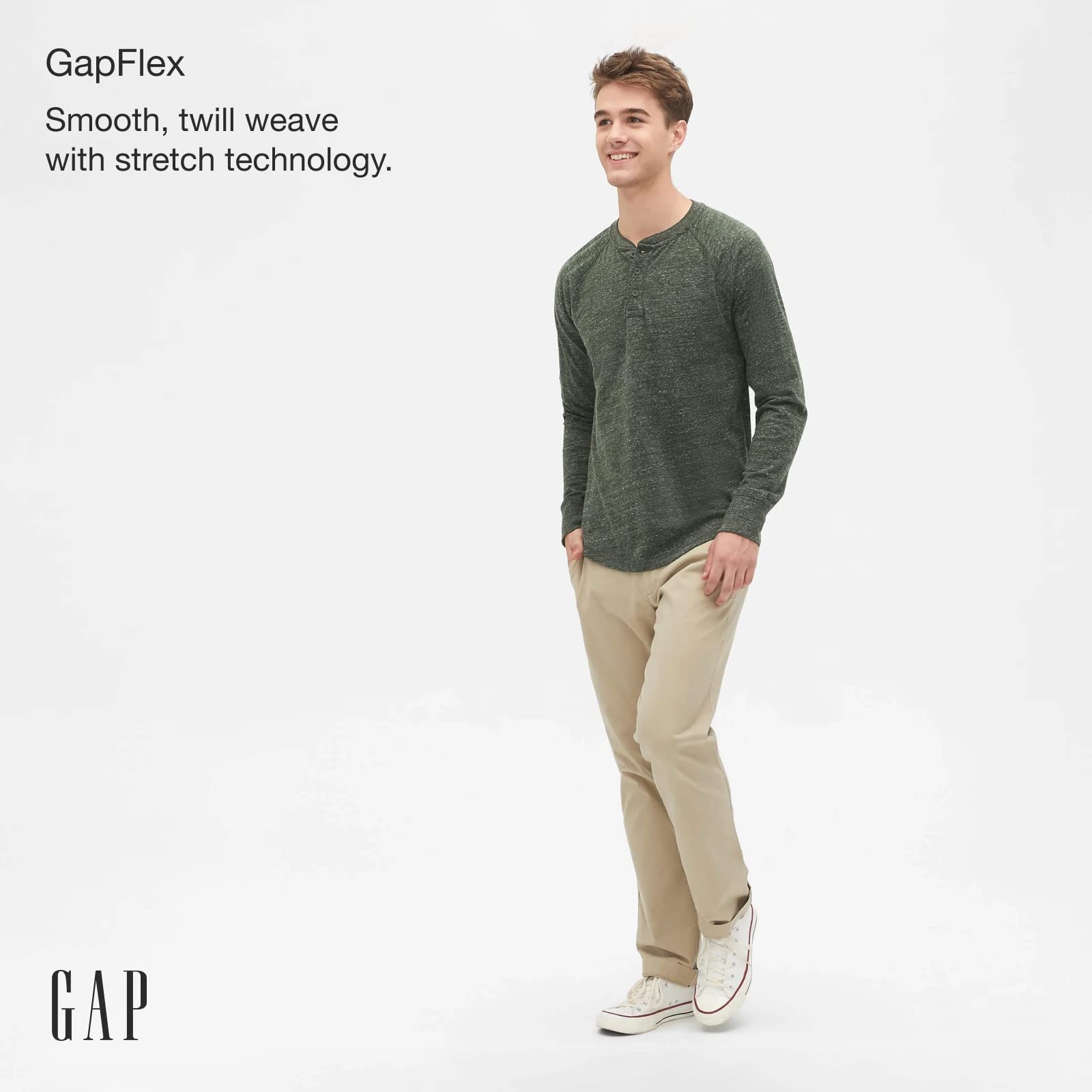GAP Men's Essential Straight Fit Khaki Chino Pants - Classic Comfort for Work, Casual & Travel | Durable Cotton Stretch for Everyday Wear