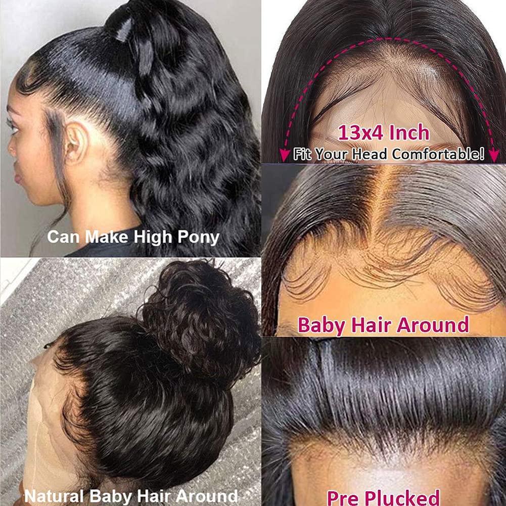 13x4 Lace Front Wigs Human Hair - Pre Plucked Body Wave with Baby Hair | 100% Brazilian Virgin Hair Wigs for Black Women | 150% Density Natural Color (24 Inch) | Perfect for Daily Wear, Cosplay & Special Occasions