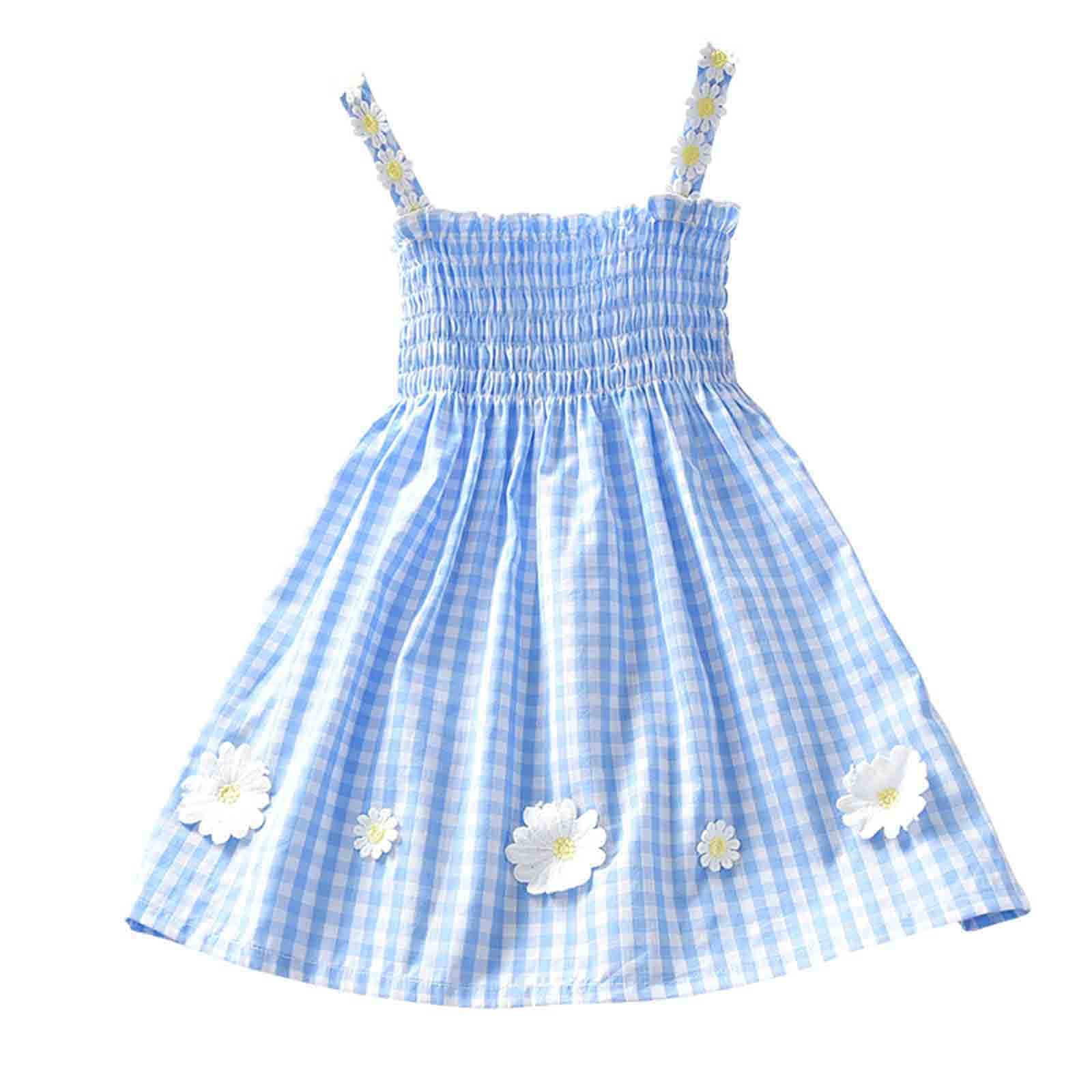 Toddler Baby Girl Sleeveless Plaid Floral Princess Dress - Cute Summer Outfit for Parties, Photos & Special Occasions