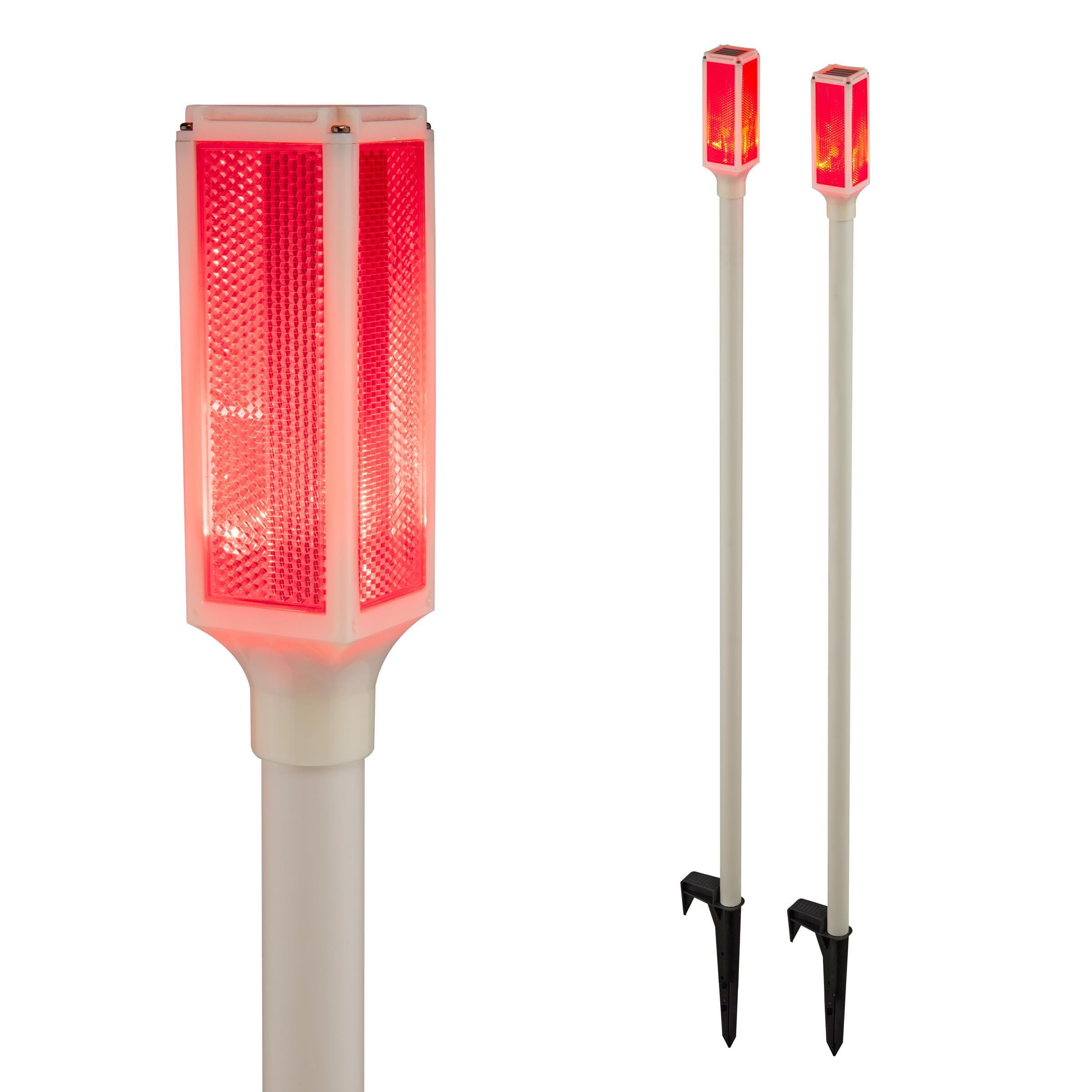 Alpine Corporation 43-Inch Solar-Powered LED Driveway Markers with Red Lights - Set of 2 for Enhanced Nighttime Visibility & Safety in Driveways, Walkways, and Gardens