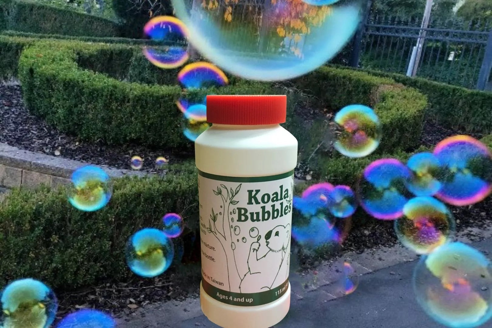 Koala Bubble Solution with Magic Wand - 4oz (115ml) for Kids Outdoor Play, Birthday Parties & Bubble Fun Activities