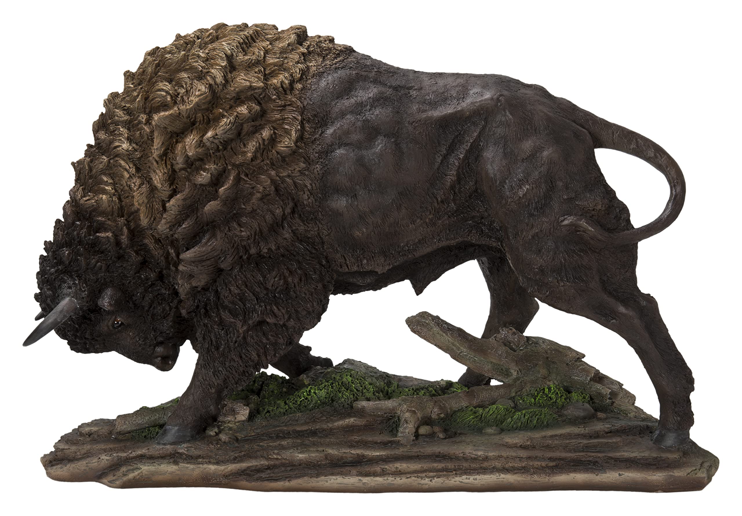 Premium Hi-Line Gift Bison Head Down Statue - Large Western Decor for Home, Office & Cabin | Rustic Wildlife Sculpture for Cowboy, Ranch & Hunting Lodge Decor