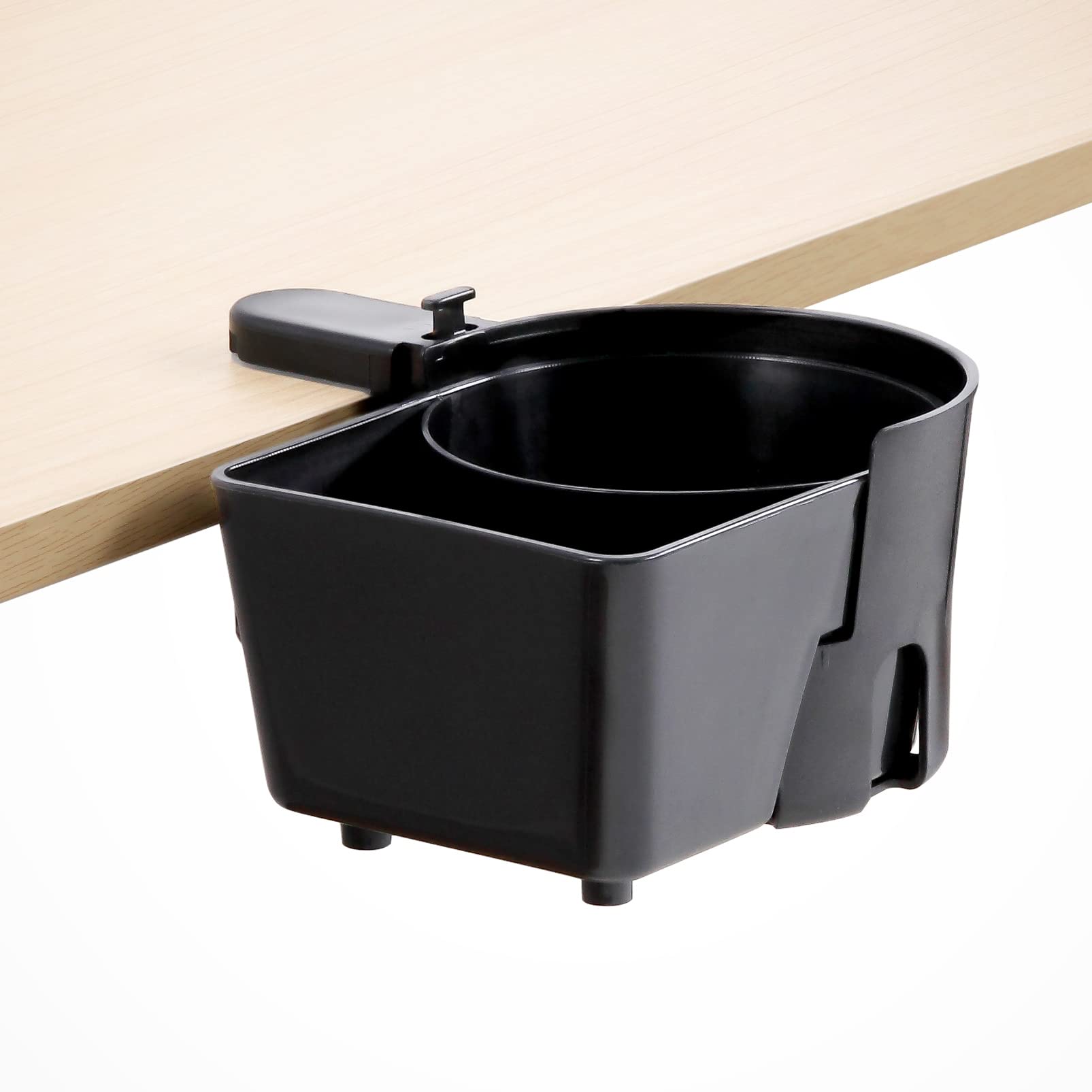 Home Queen Non-Slip Cup Holder for Desk - Scratch-Free Office Clamp-On Beverage Holder for Lap Desks, Bed Desk, RV (Black) | Perfect for Home Office, Gaming, Travel & Camping