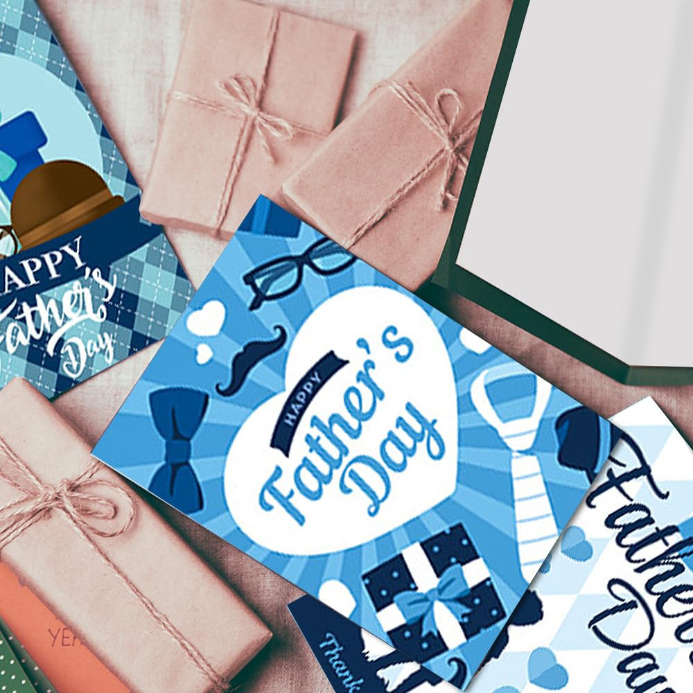 12-Piece Father's Day Card Set - Greeting Cards with Envelopes & Stickers - Perfect Gift from Son, Daughter, Husband, Wife or Kids - Ideal for Office, Home Decor & Special Occasions