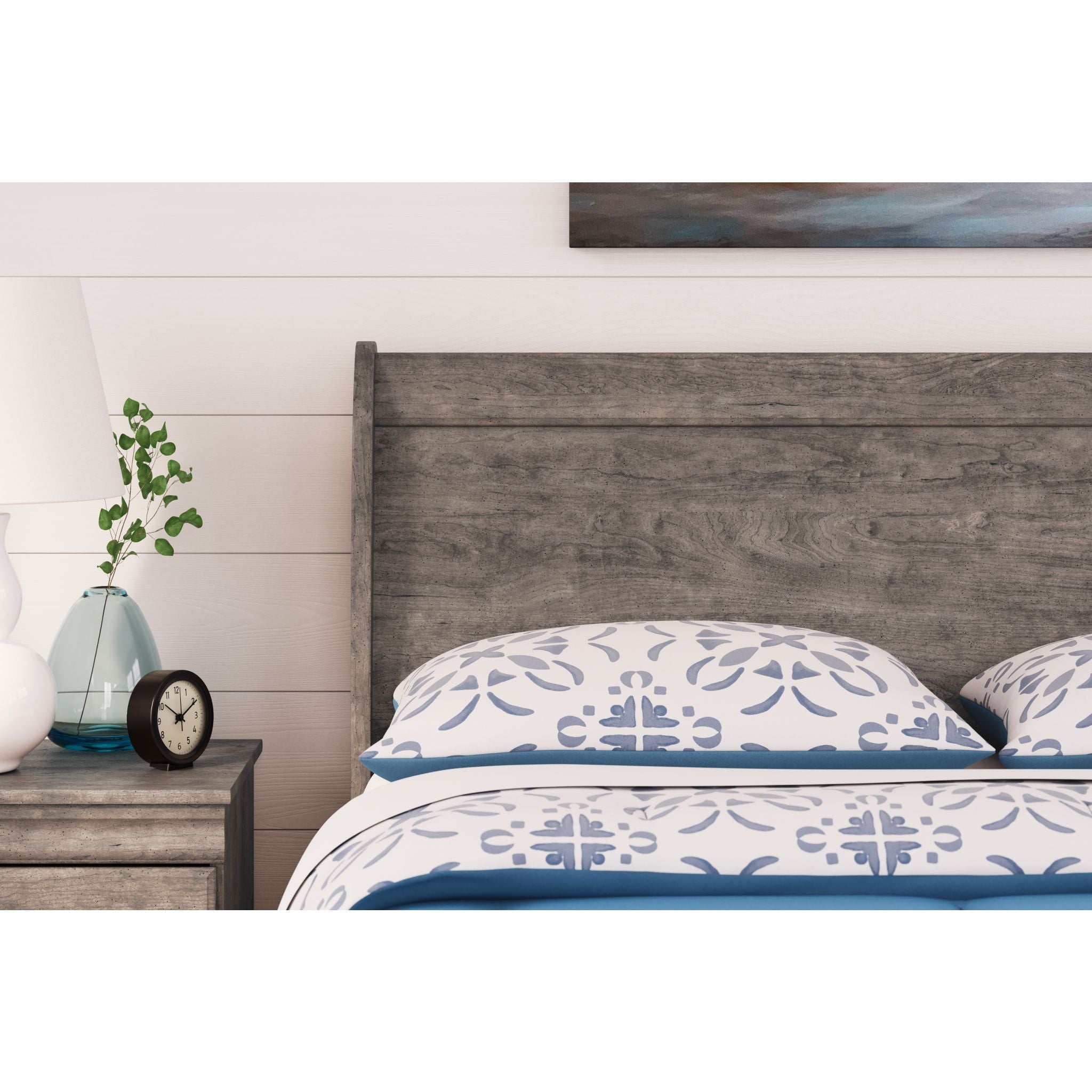 Bayzor Full Sleigh Headboard in Gray - Queen/King Size Upholstered Bed Frame Headboard for Bedroom Decor and Cozy Home Atmosphere