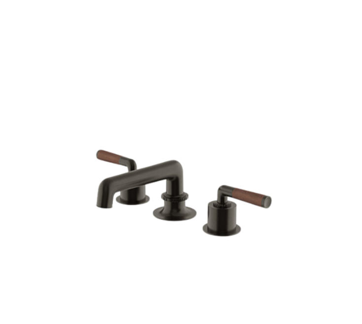 Henry Lavatory Faucet with Walnut Lever Handles in Dark Brass - Waterworks Bathroom Sink Faucet for Modern & Traditional Home Decor