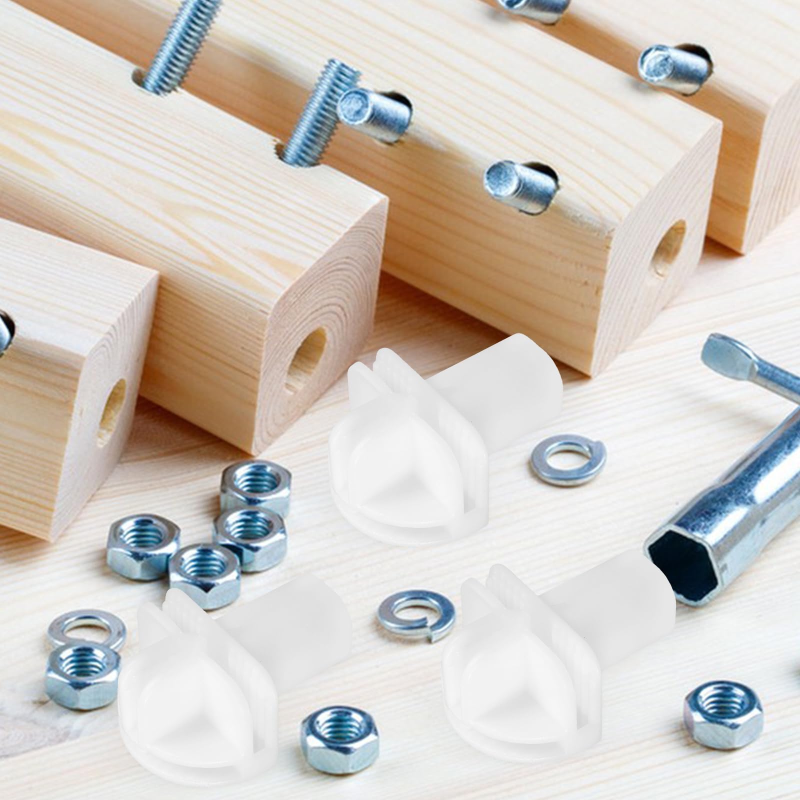 White Plastic Wire Cube Connectors - 8pcs Modular Closet Organizer Buckles for Metal Grid Shelving Units | Perfect for DIY Storage Cubes, Closet Systems & Wire Grid Displays