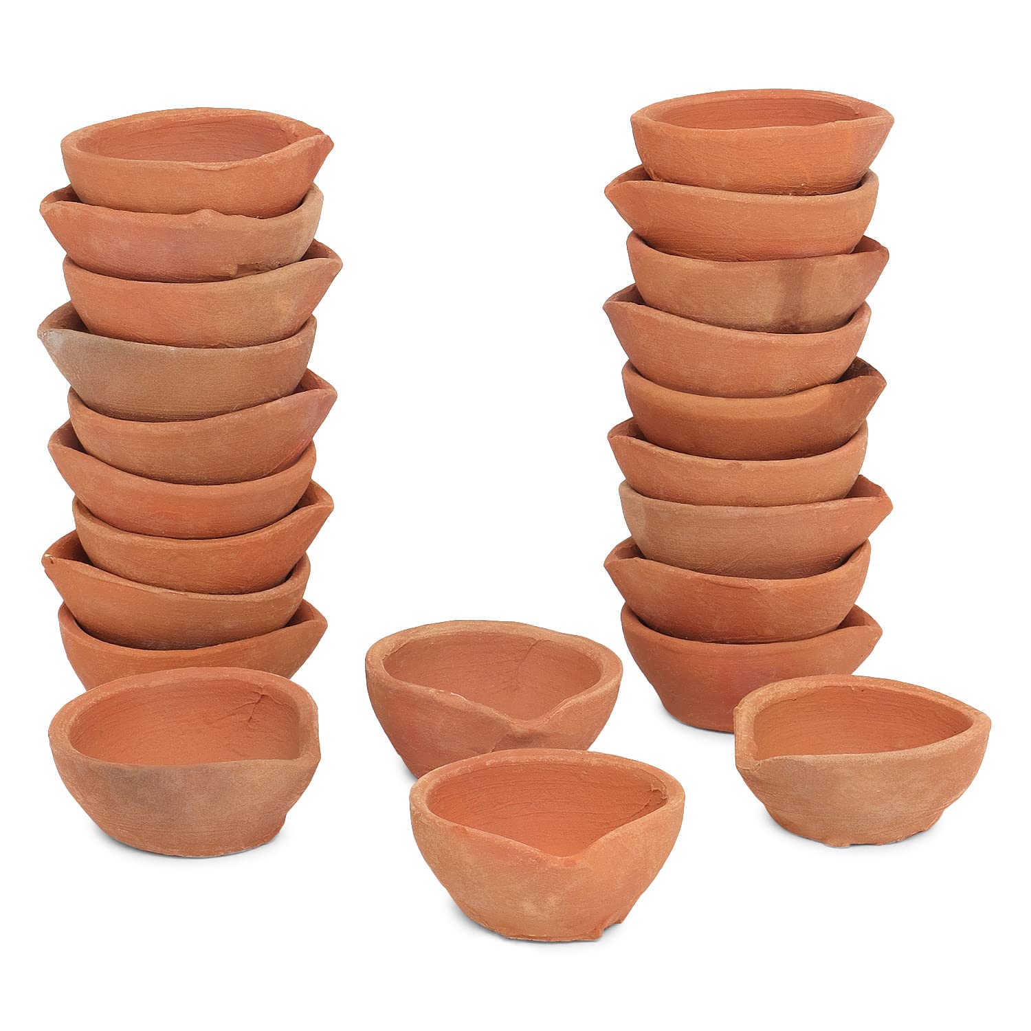 12 Pcs Indian Clay Diya with Cotton Wicks for Diwali Pooja - Traditional Oil Lamp for Hindu Worship, Home Decoration & Housewarming Gifts | Perfect for Festivals, Puja Ceremonies & Cultural Celebrations | Hashcart®
