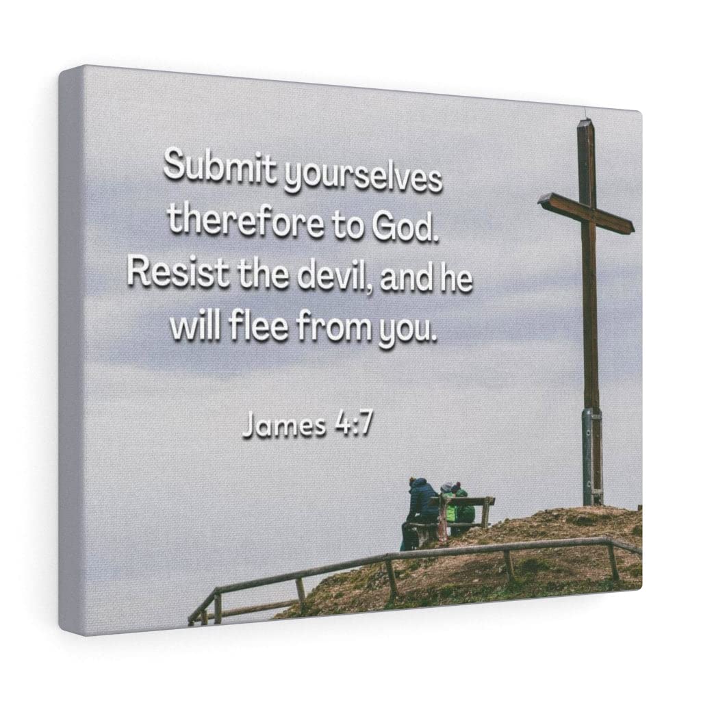 James 4:7 Bible Verse Wall Art - Christian Scripture Print for Home Decor - Ready to Hang Religious Gift for Faithful - Perfect for Living Room, Bedroom & Church