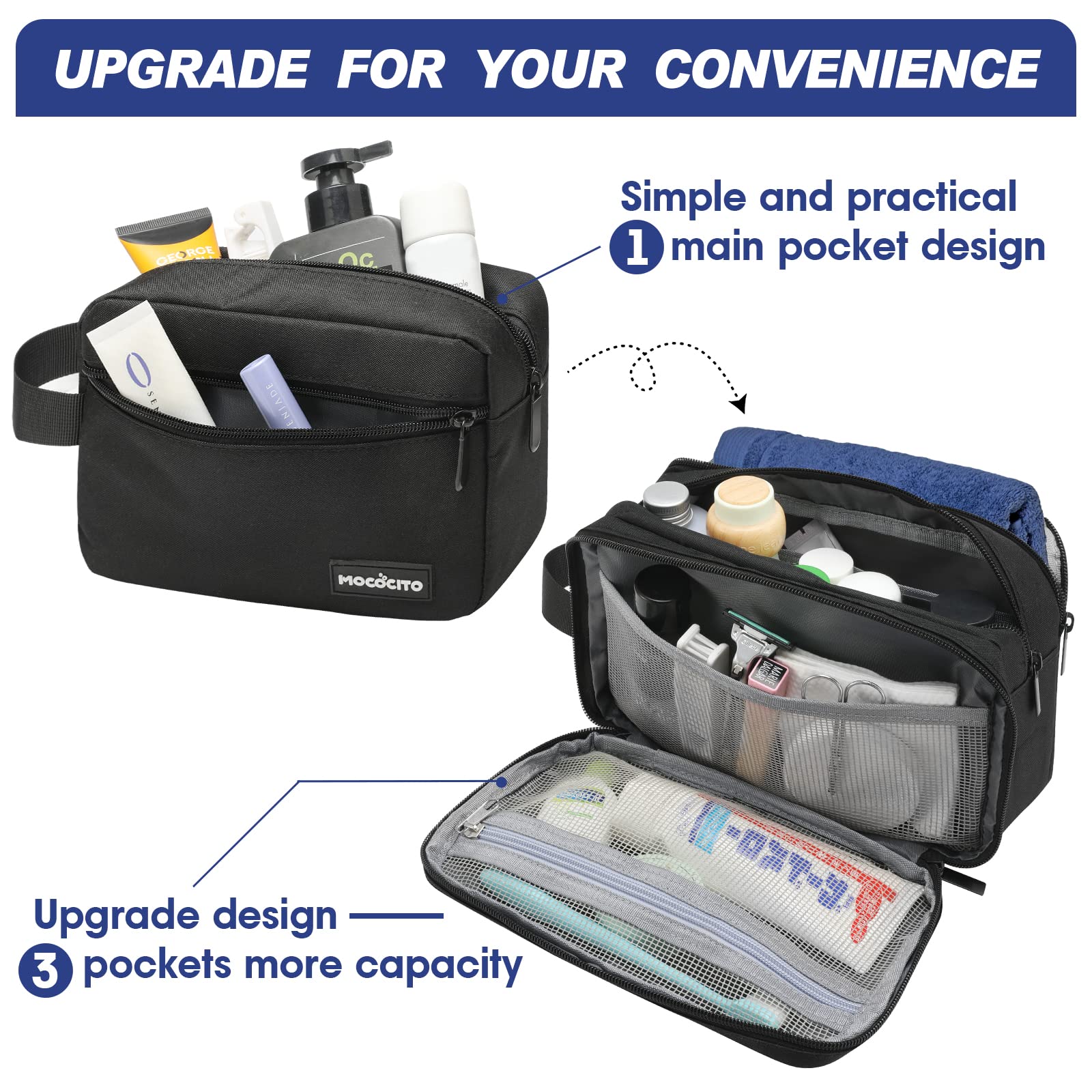 Men's Waterproof Hanging Toiletry Bag - Travel Shaving Organizer for Gym & Camping